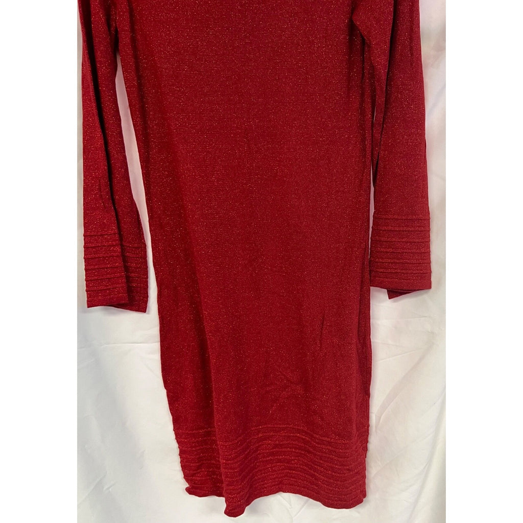 Women's Apostrophe red glitter long sleeve dress size small NEW