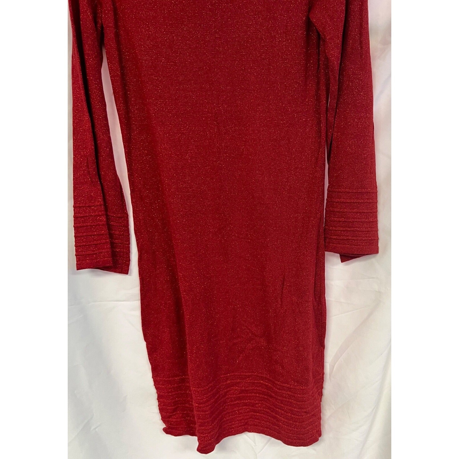 Women's Apostrophe red glitter long sleeve dress size small NEW
