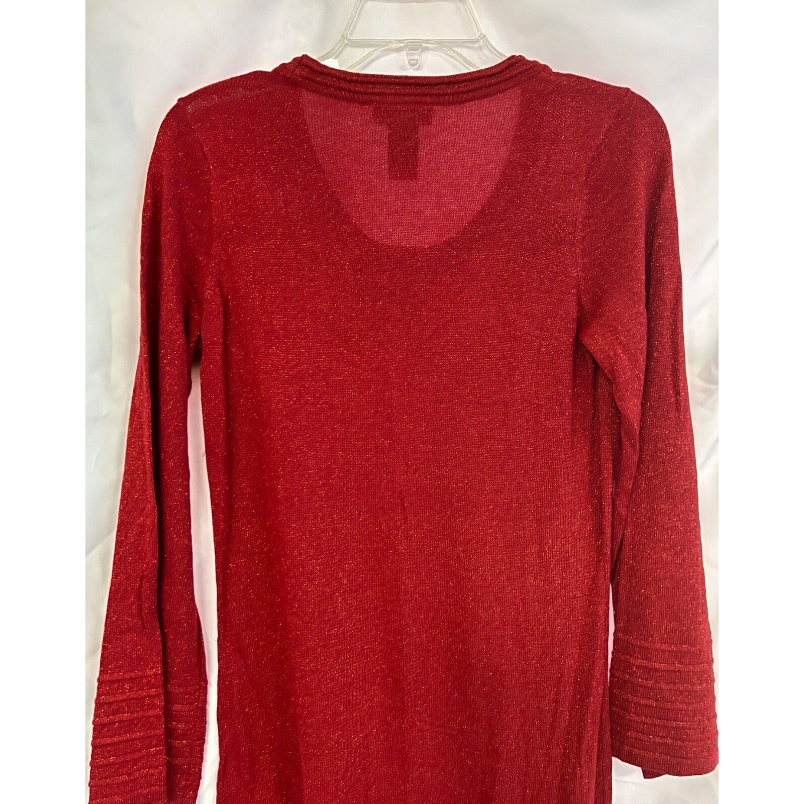 Women's Apostrophe red glitter long sleeve dress size small NEW