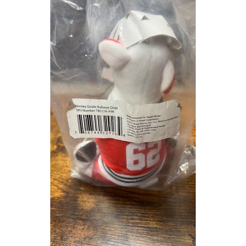 Target hockey Goalie Bullseye Dog Plush 62 RED JERSEY Stuffed Animal 2017