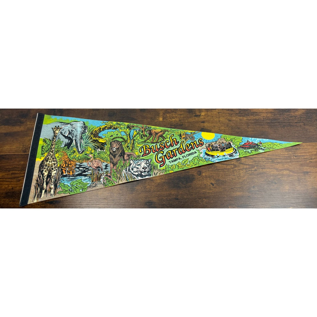 Vintage Busch Gardens Tampa Florida Souvenir Pennant 30 inches