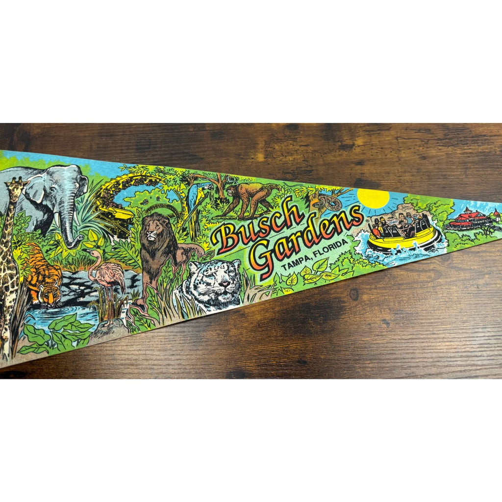 Vintage Busch Gardens Tampa Florida Souvenir Pennant 30 inches
