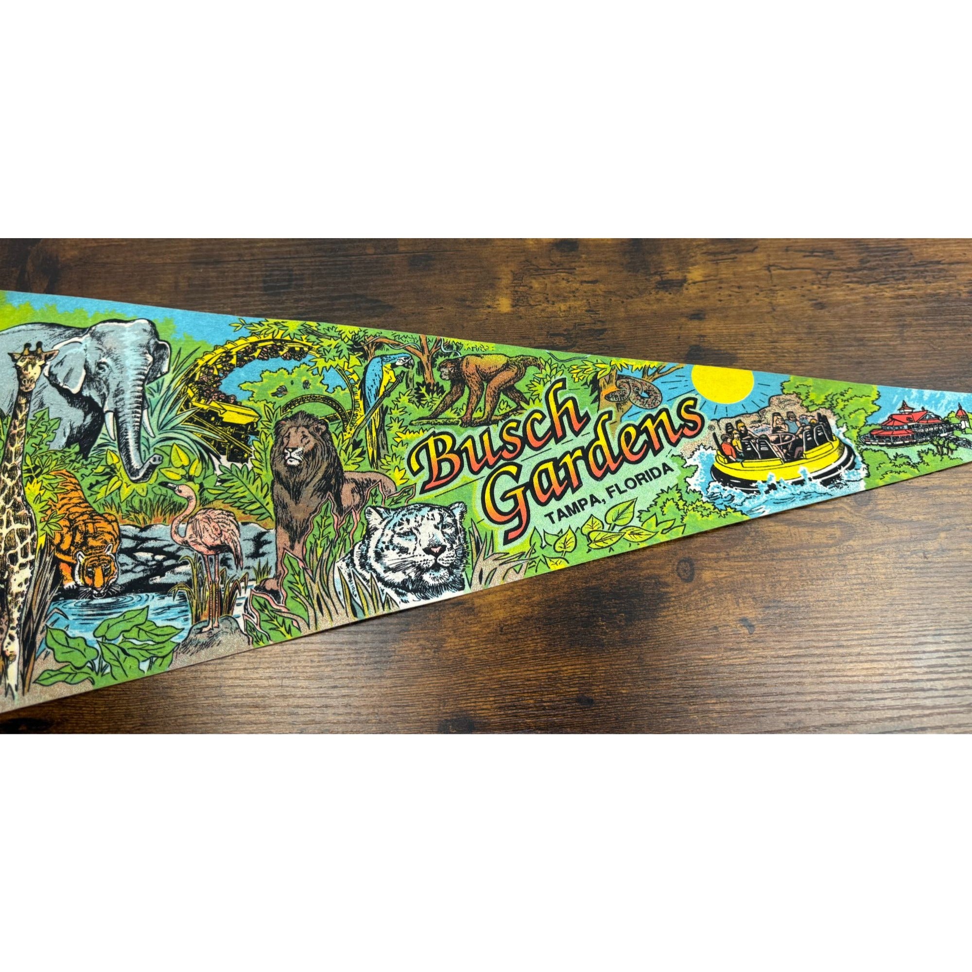 Vintage Busch Gardens Tampa Florida Souvenir Pennant 30 inches