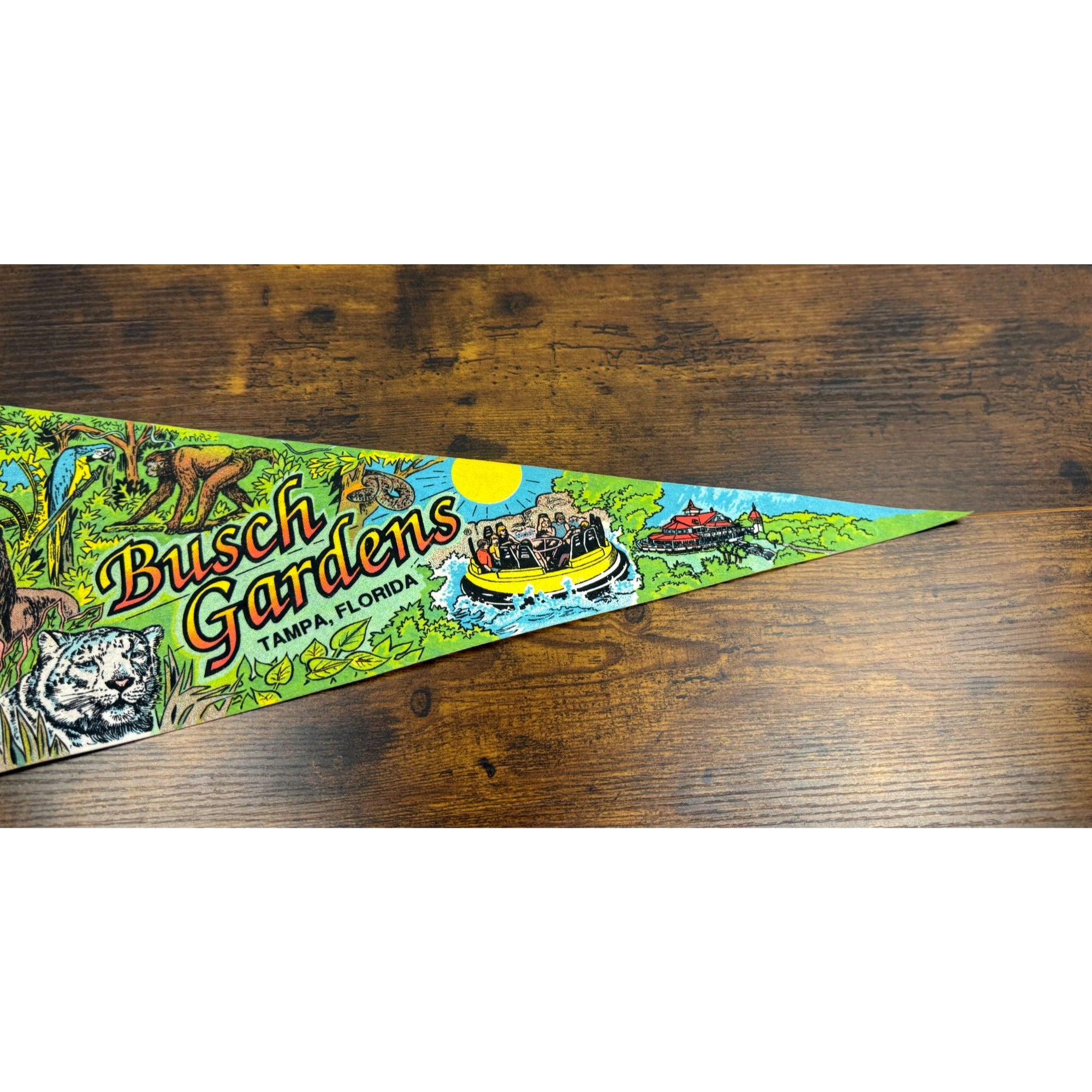 Vintage Busch Gardens Tampa Florida Souvenir Pennant 30 inches