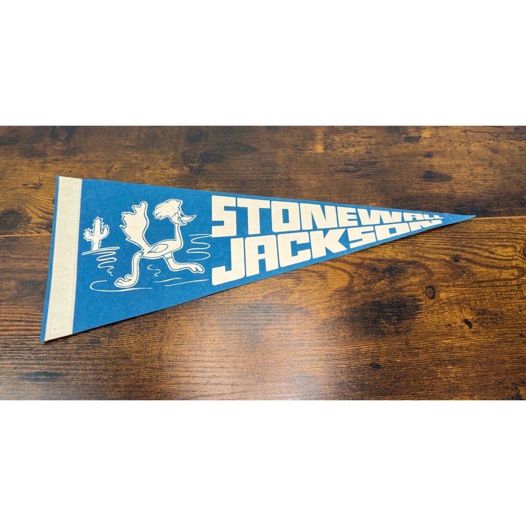 Vintage Stonewall Jackson Pennant Flag With Cartoon roadrunner Design