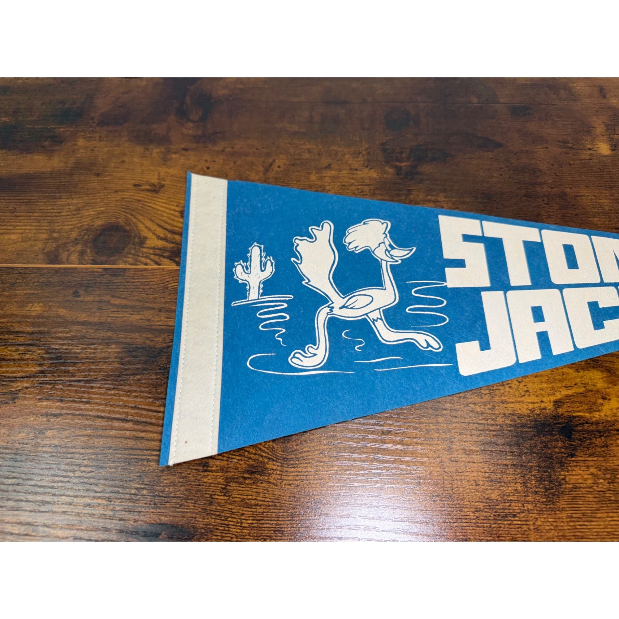 Vintage Stonewall Jackson Pennant Flag With Cartoon roadrunner Design