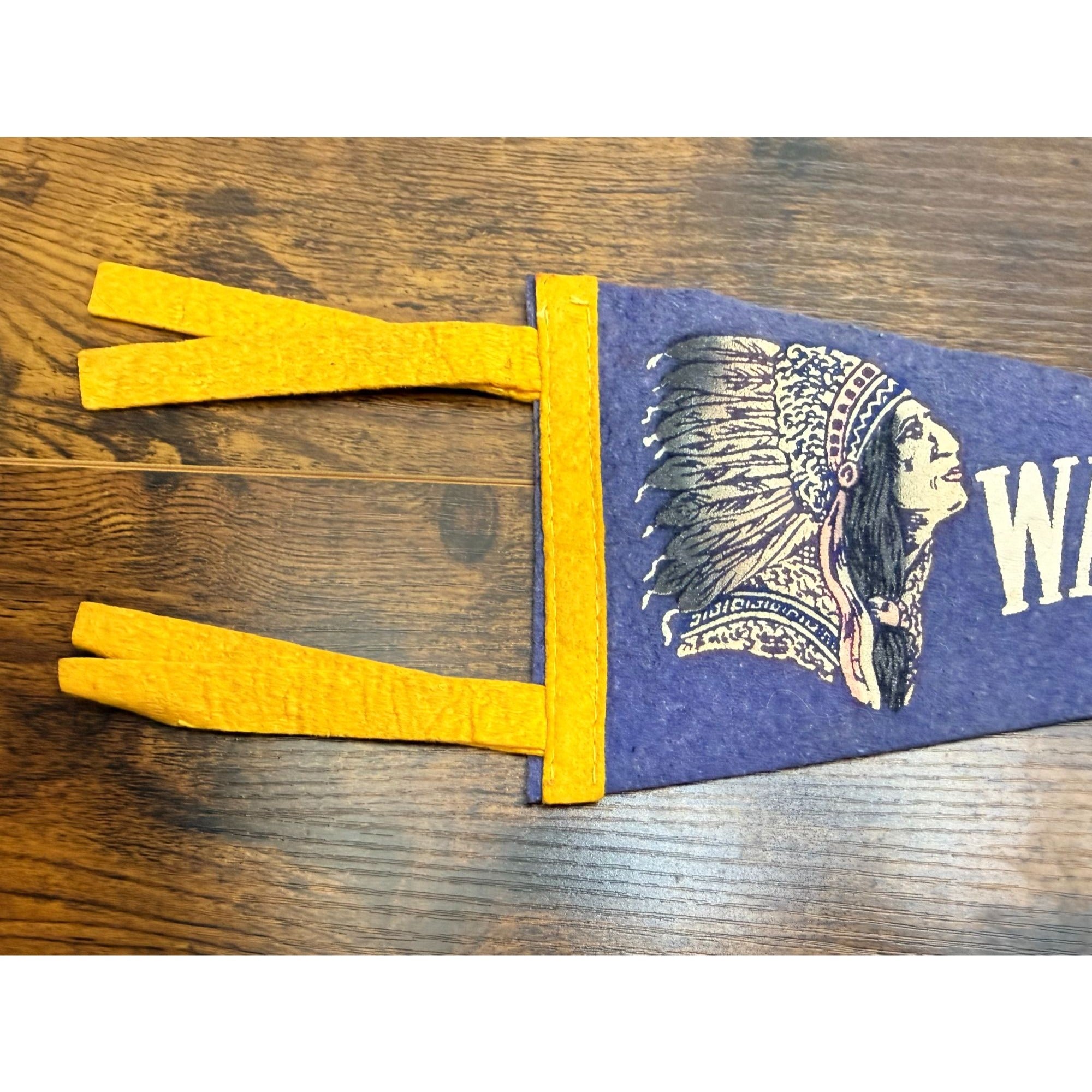 Vintage Watkins Glen N.Y. Felt Pennant With Native American Design 12 inches