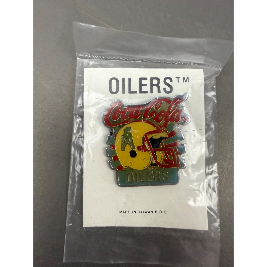 Vintage Coca-Cola Oilers Helmet Enamel Pin Badge In Original Packaging