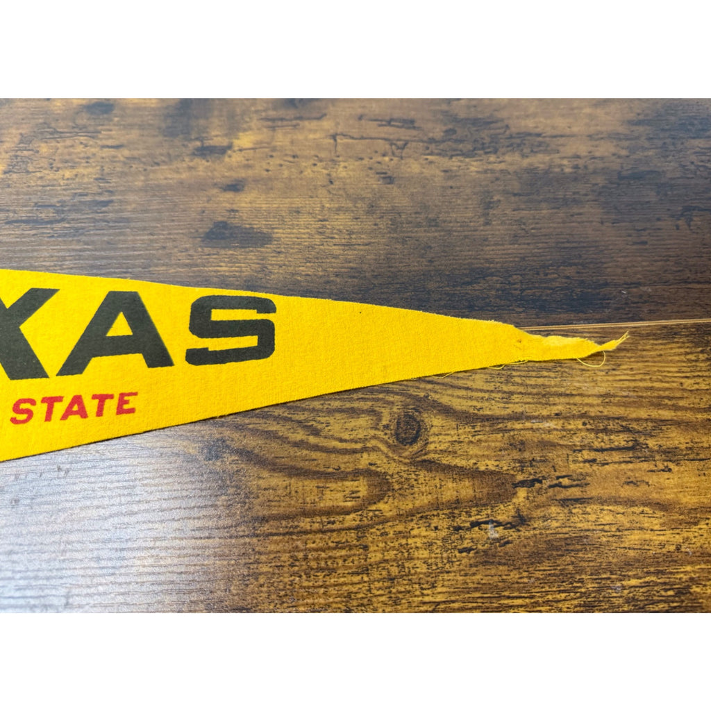 Vintage Texas The Lone Star State Souvenir Pennant Flag With Map & Cowboy