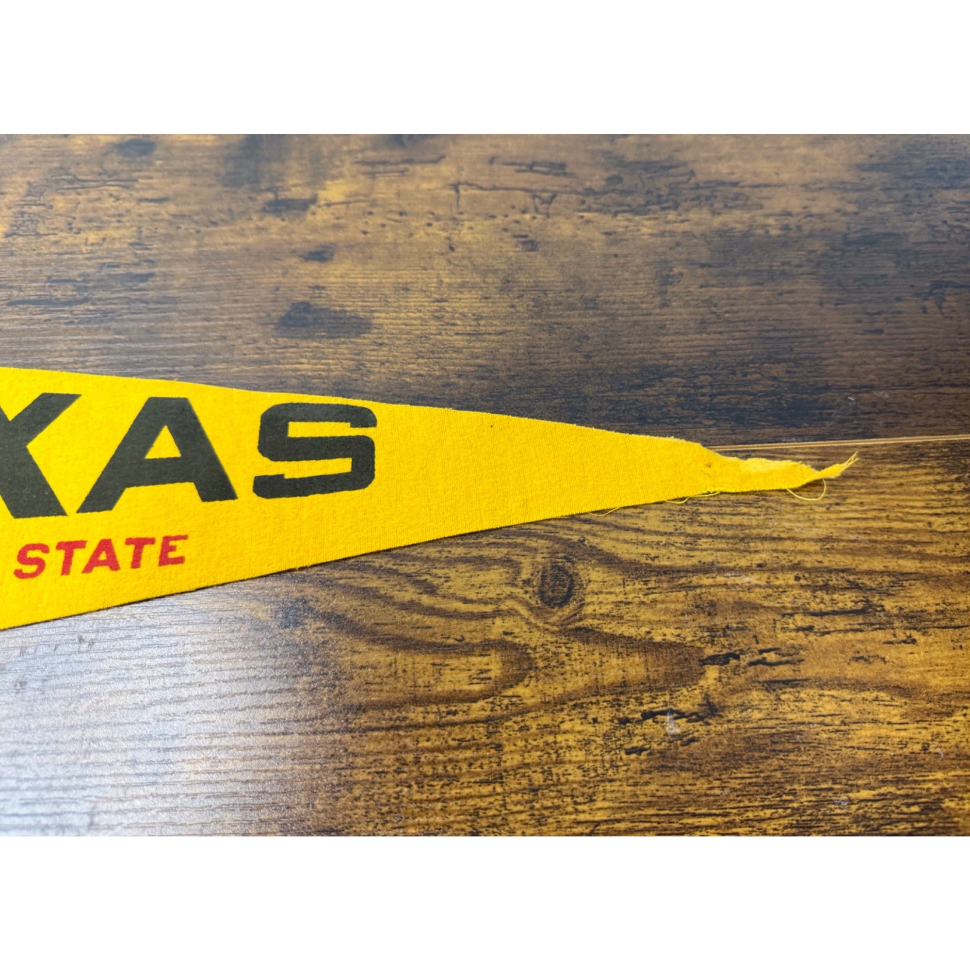 Vintage Texas The Lone Star State Souvenir Pennant Flag With Map & Cowboy
