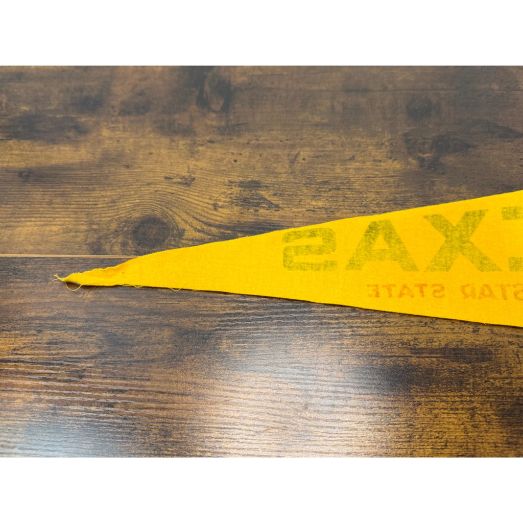 Vintage Texas The Lone Star State Souvenir Pennant Flag With Map & Cowboy