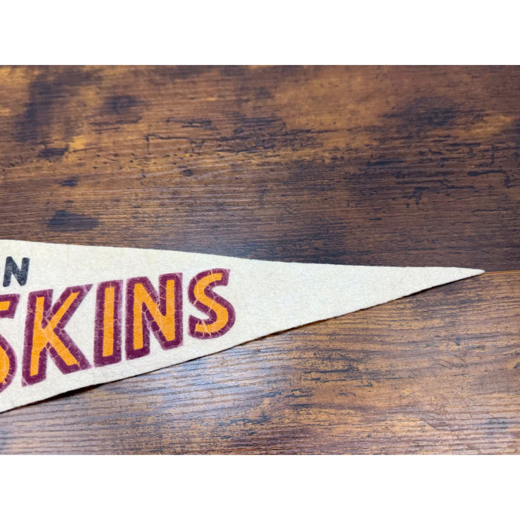 Vintage Washington Redskins NFL Felt Pennant With Helmet 29 inches damaged