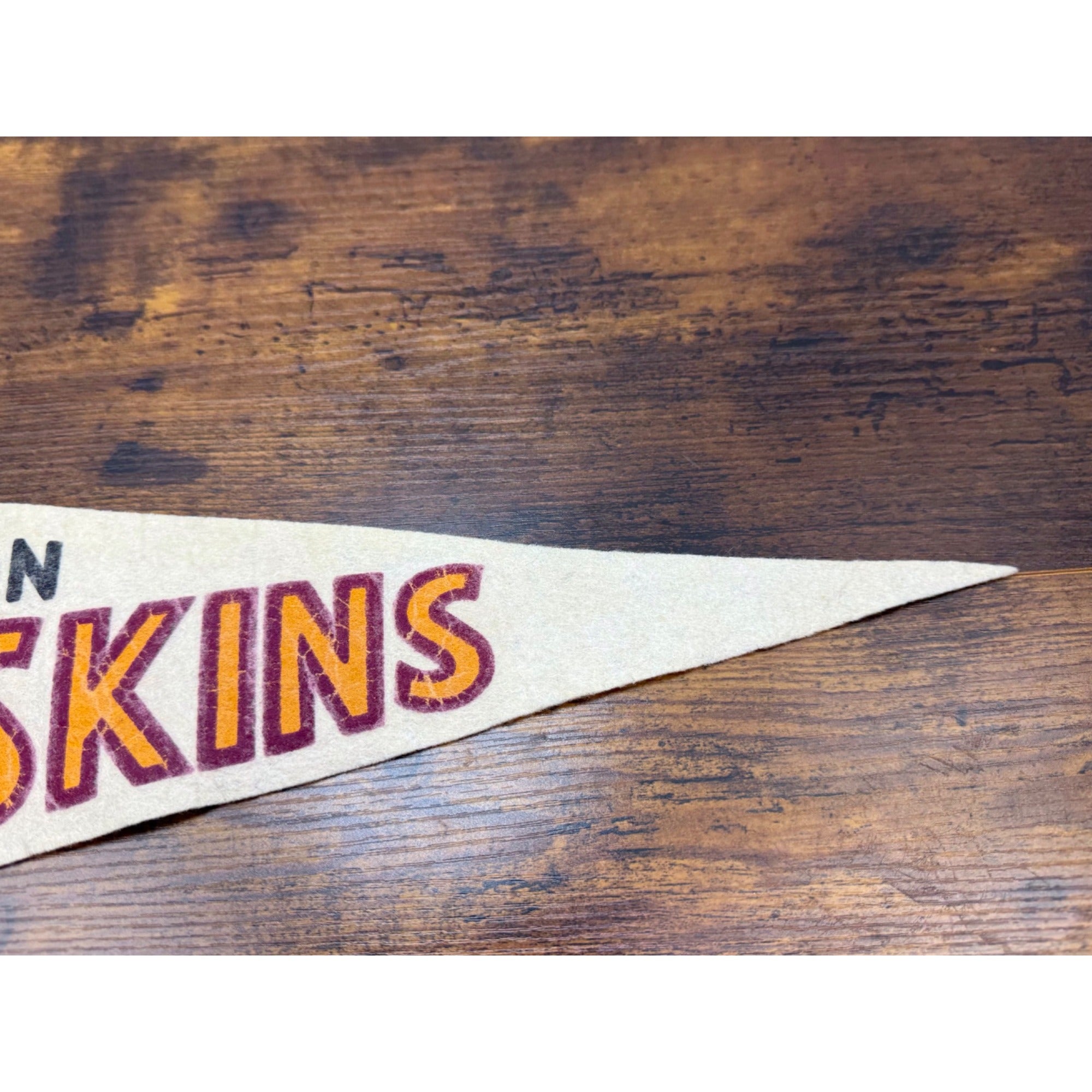 Vintage Washington Redskins NFL Felt Pennant With Helmet 29 inches damaged