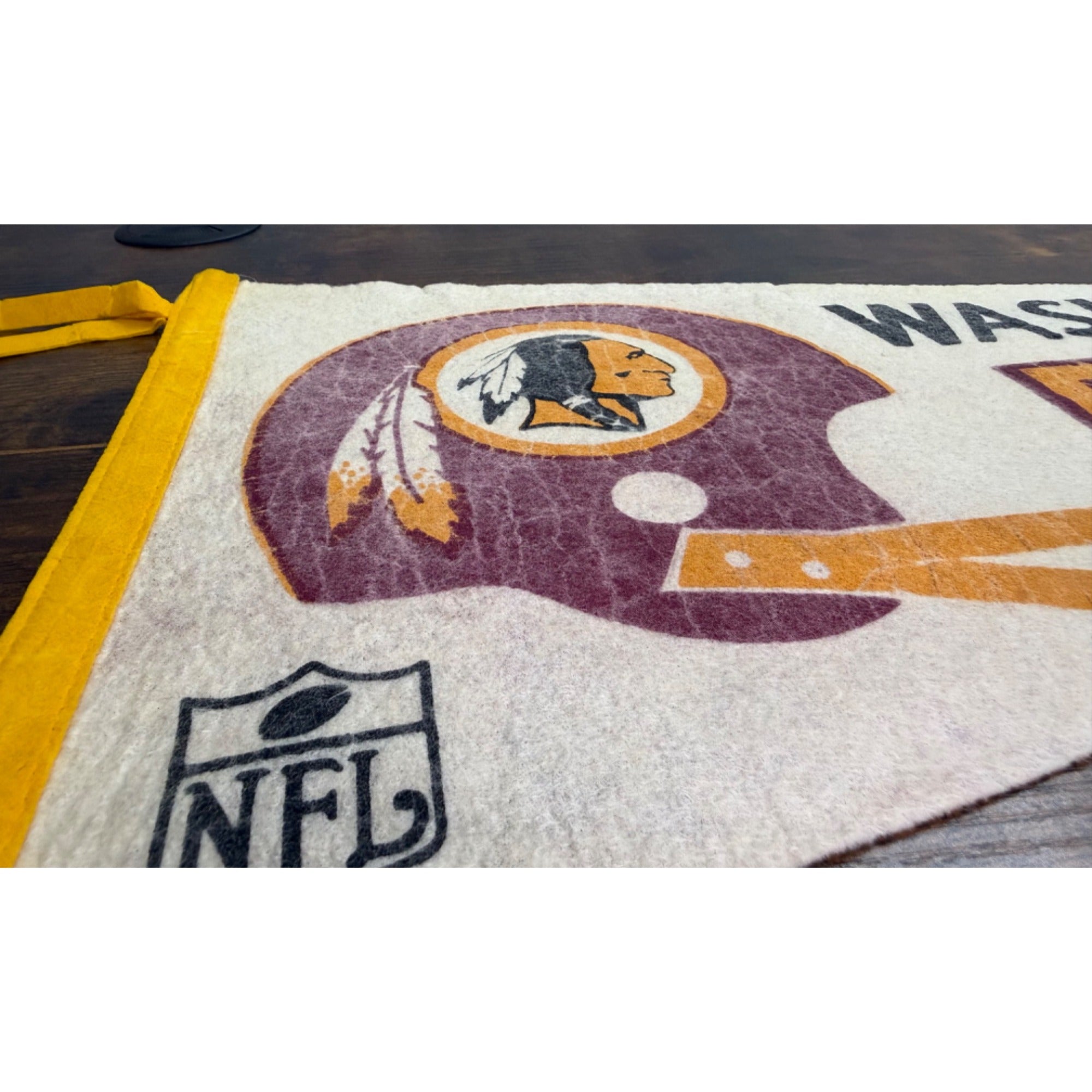 Vintage Washington Redskins NFL Felt Pennant With Helmet 29 inches damaged