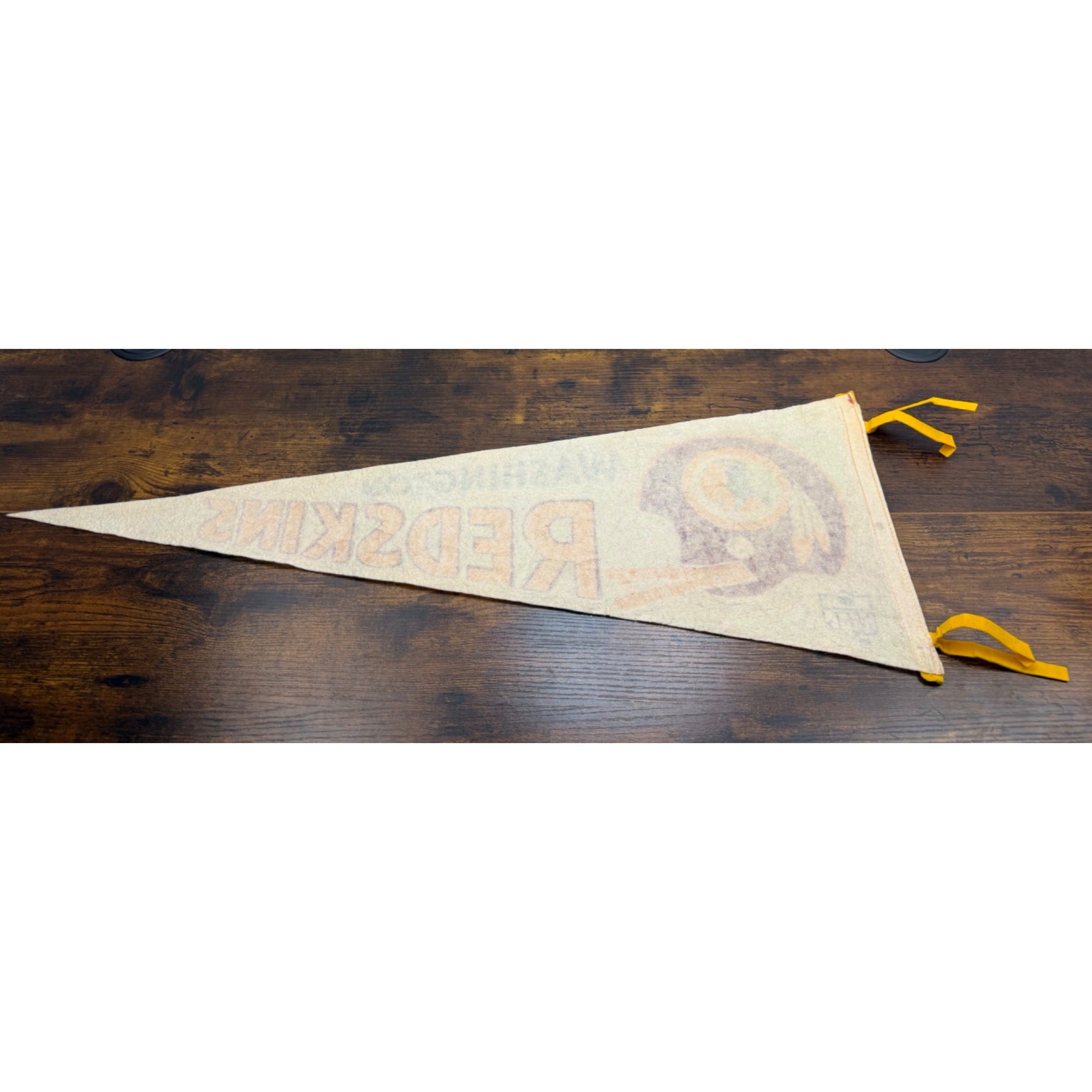 Vintage Washington Redskins NFL Felt Pennant With Helmet 29 inches damaged