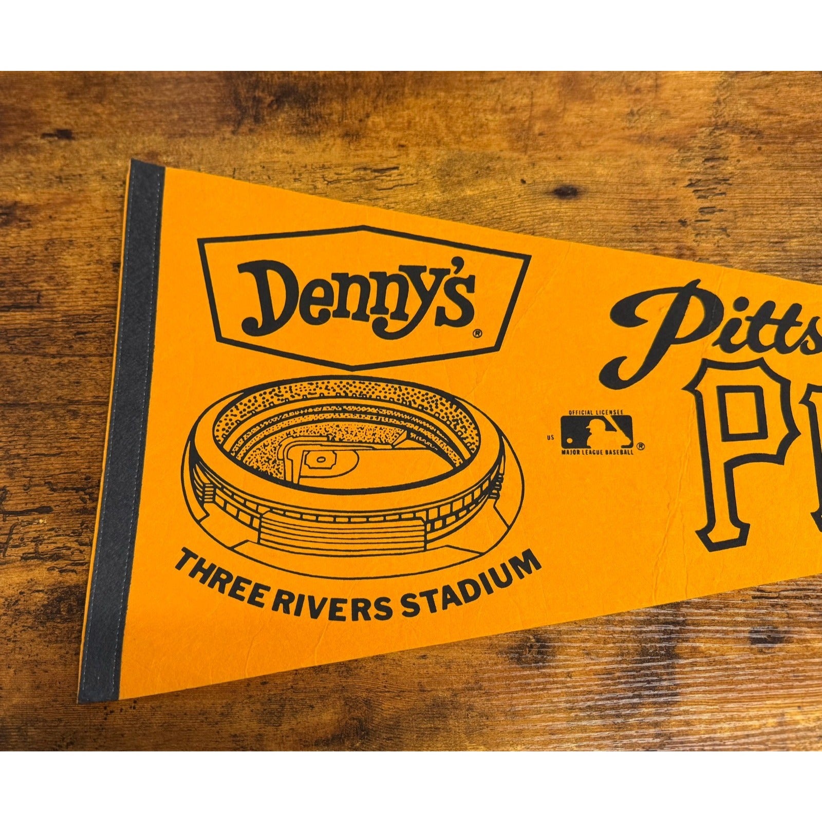 Vintage Pittsburgh Pirates Three Rivers Stadium MLB 30” Pennant Denny’s