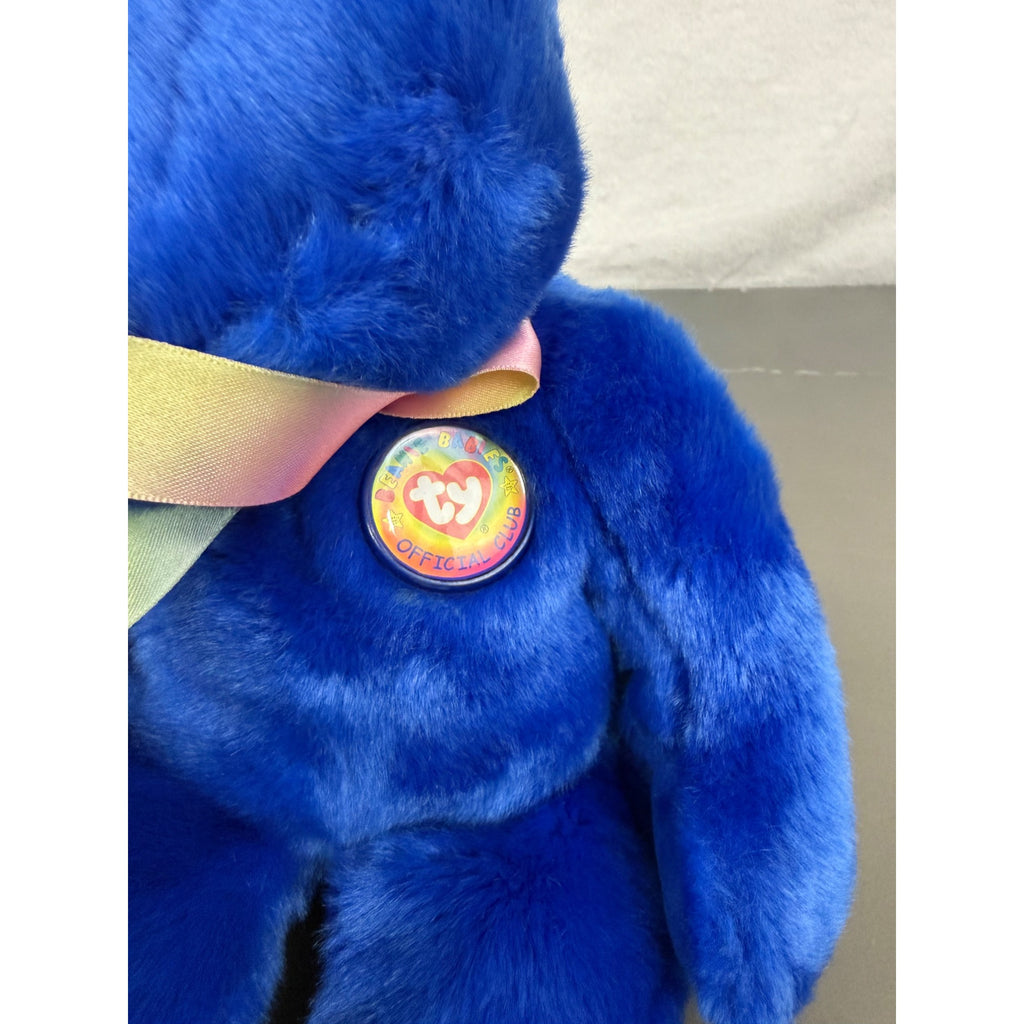 Ty Beanie Babies Clubby Bears Set Of 2 Pink & Blue Plush Collectibles With Ribbons