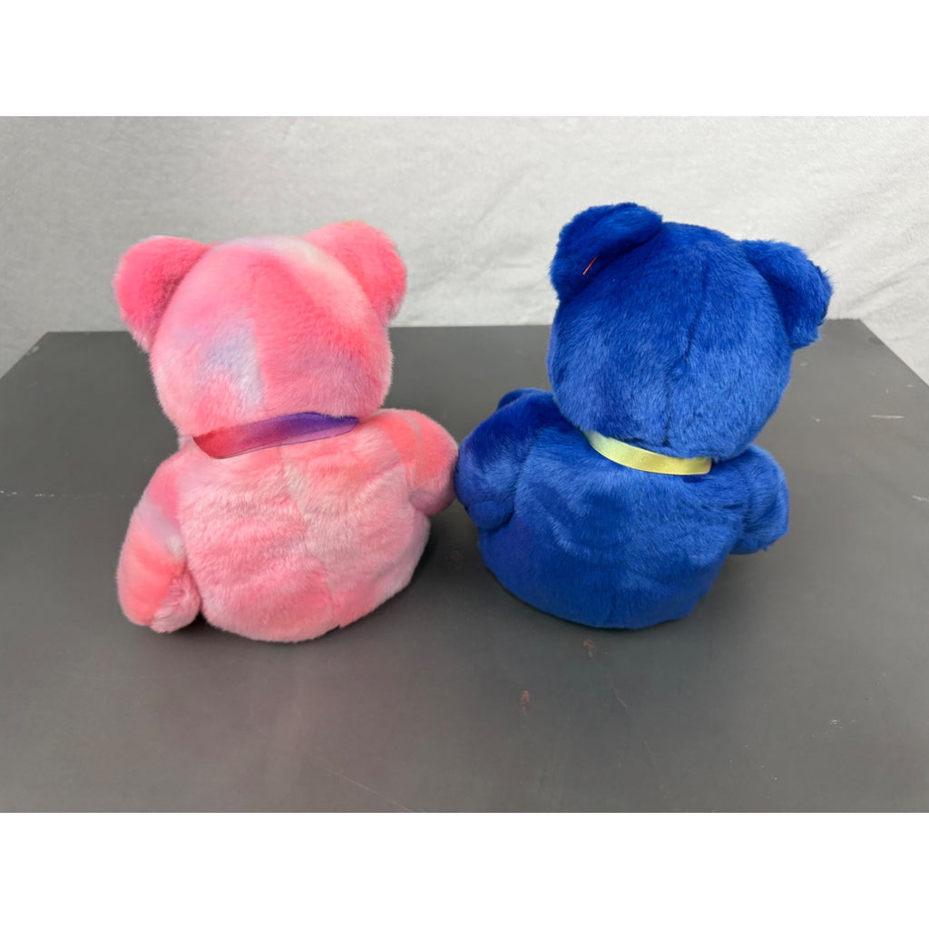 Ty Beanie Babies Clubby Bears Set Of 2 Pink & Blue Plush Collectibles With Ribbons