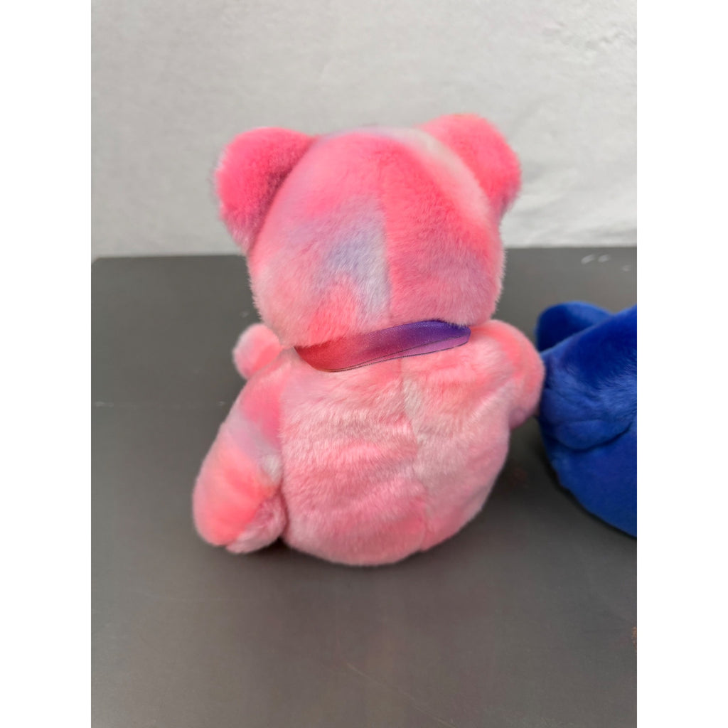 Ty Beanie Babies Clubby Bears Set Of 2 Pink & Blue Plush Collectibles With Ribbons
