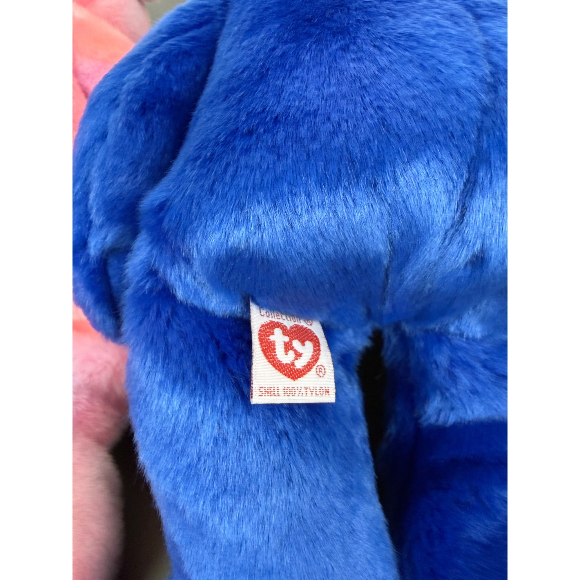Ty Beanie Babies Clubby Bears Set Of 2 Pink & Blue Plush Collectibles With Ribbons