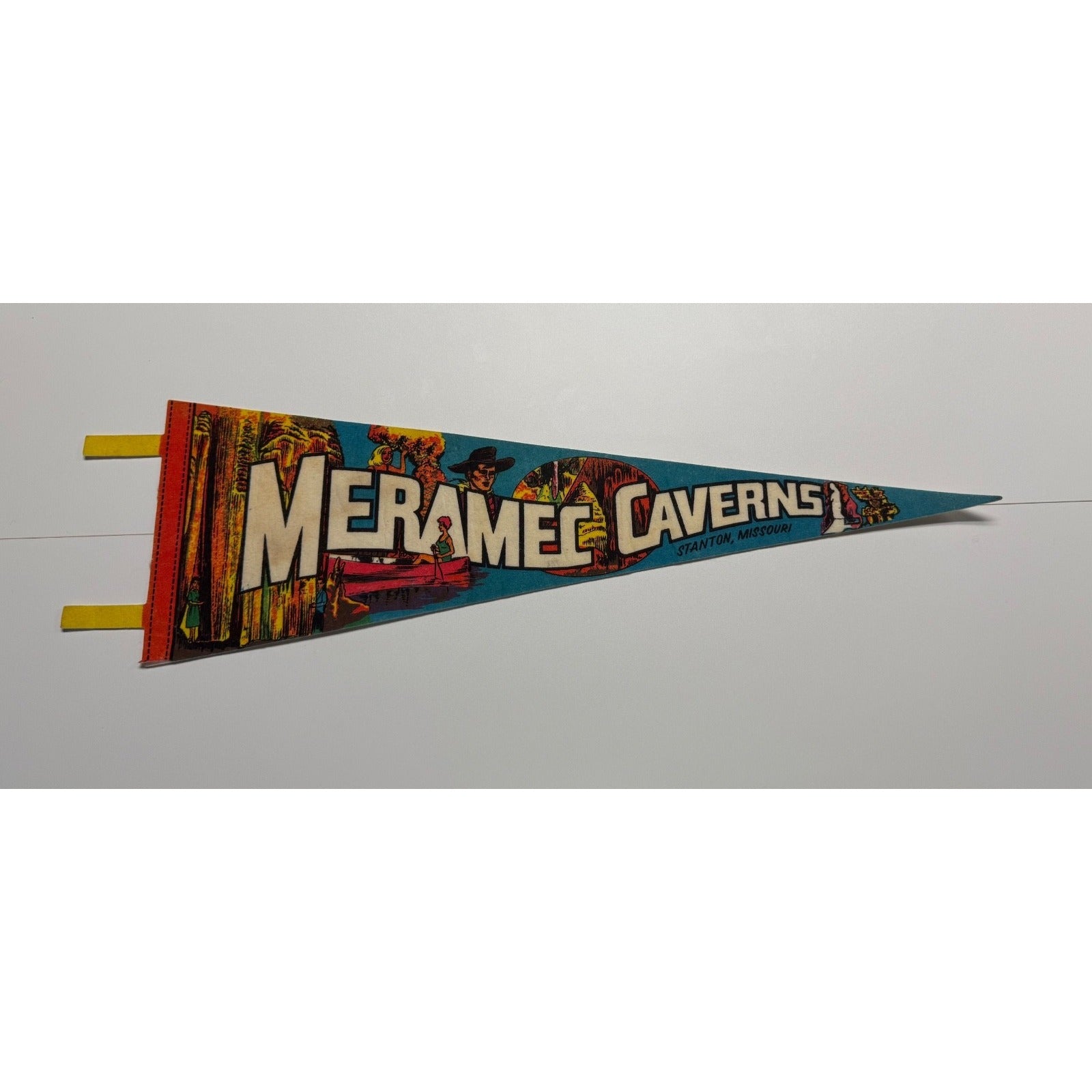 Vintage Meramec Caverns Stanton, Missouri 25" Felt Pennant