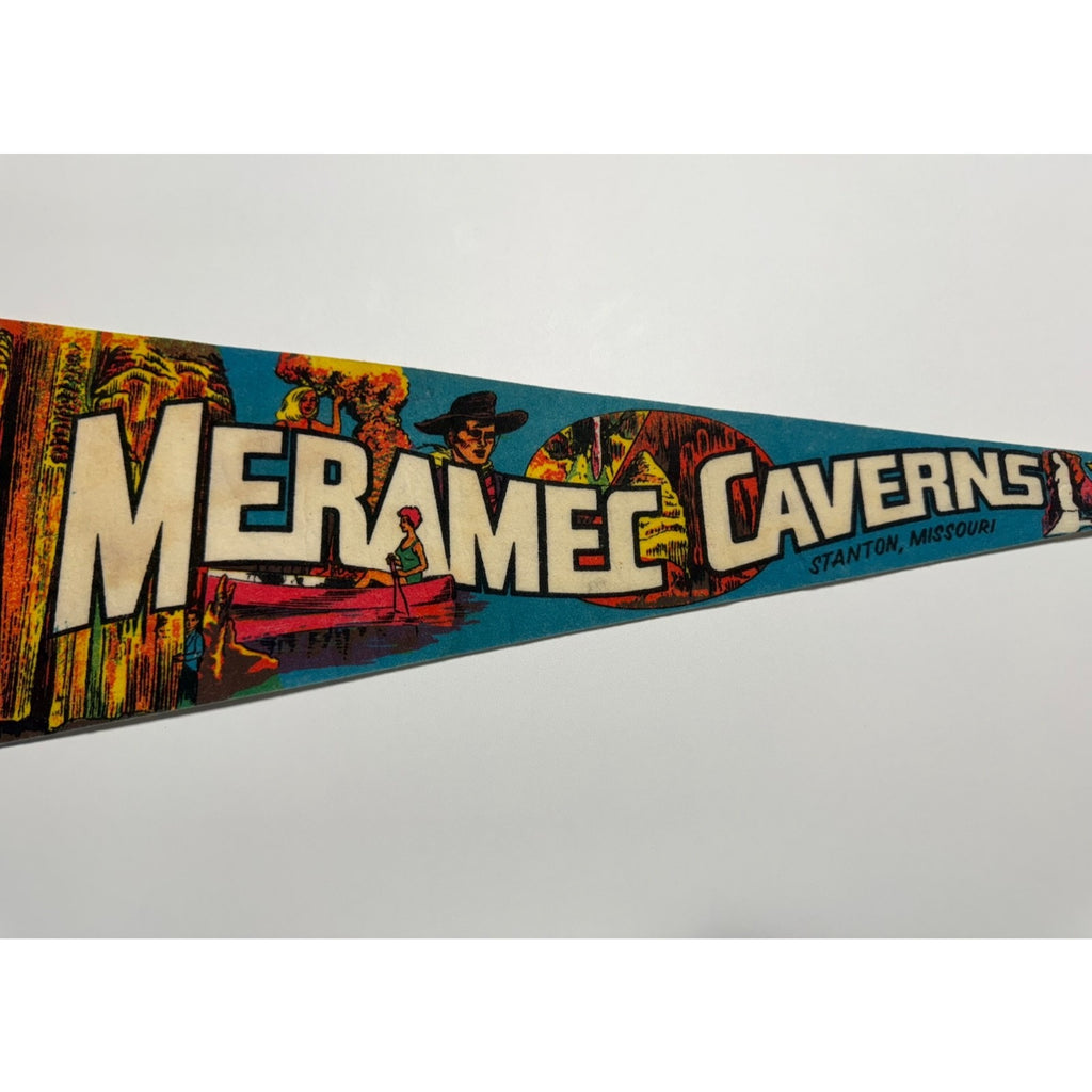 Vintage Meramec Caverns Stanton, Missouri 25" Felt Pennant
