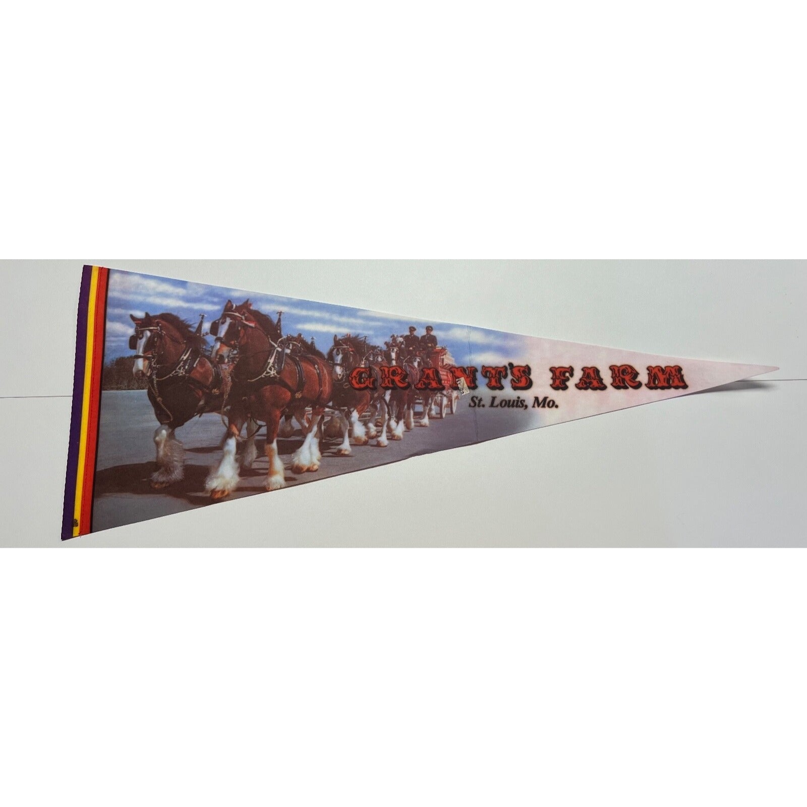 Vintage 30” Felt Pennant 1970’s - Grant’s Farm St. Louis, MO - Clydesdale Horses
