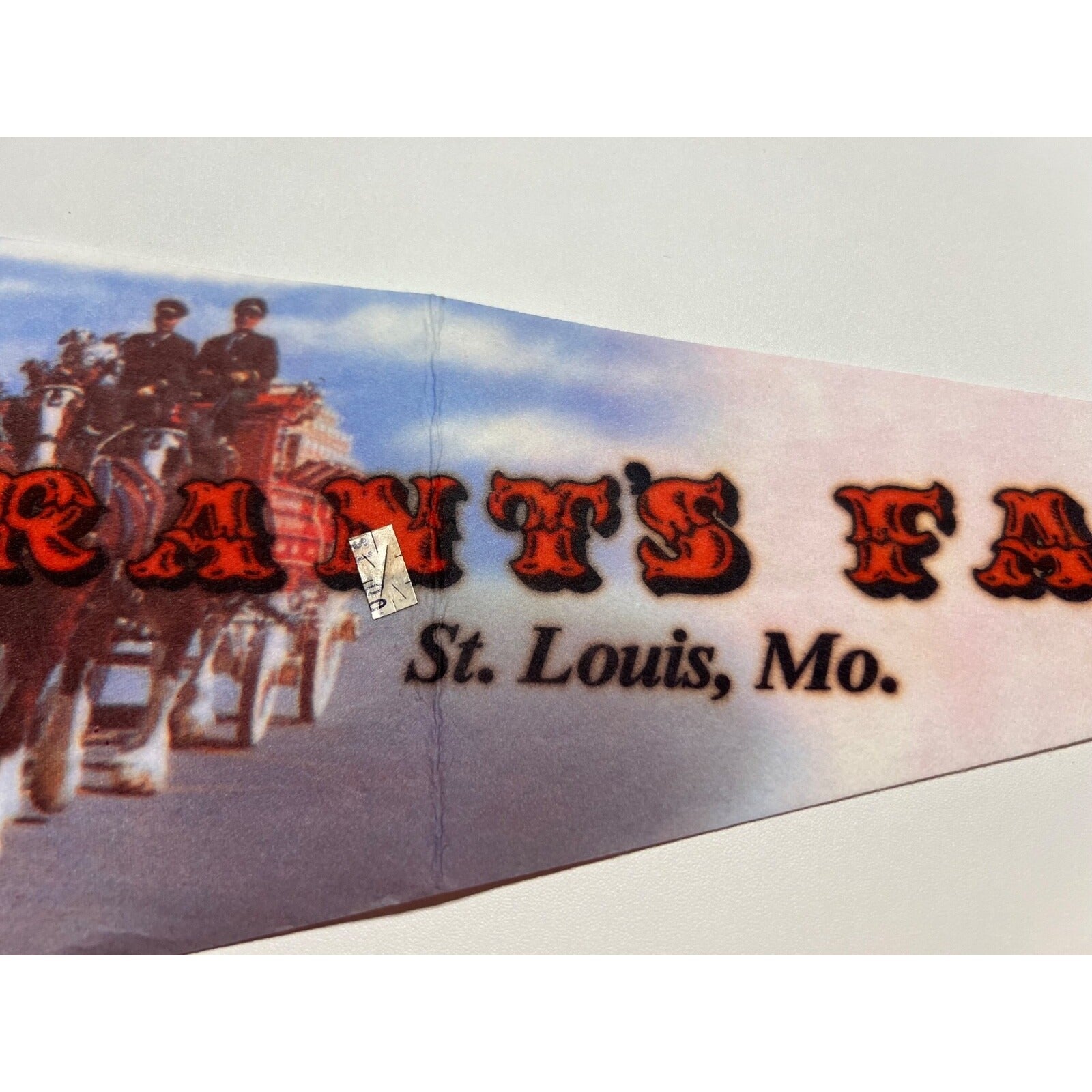 Vintage 30” Felt Pennant 1970’s - Grant’s Farm St. Louis, MO - Clydesdale Horses
