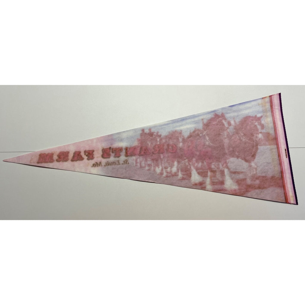 Vintage 30” Felt Pennant 1970’s - Grant’s Farm St. Louis, MO - Clydesdale Horses