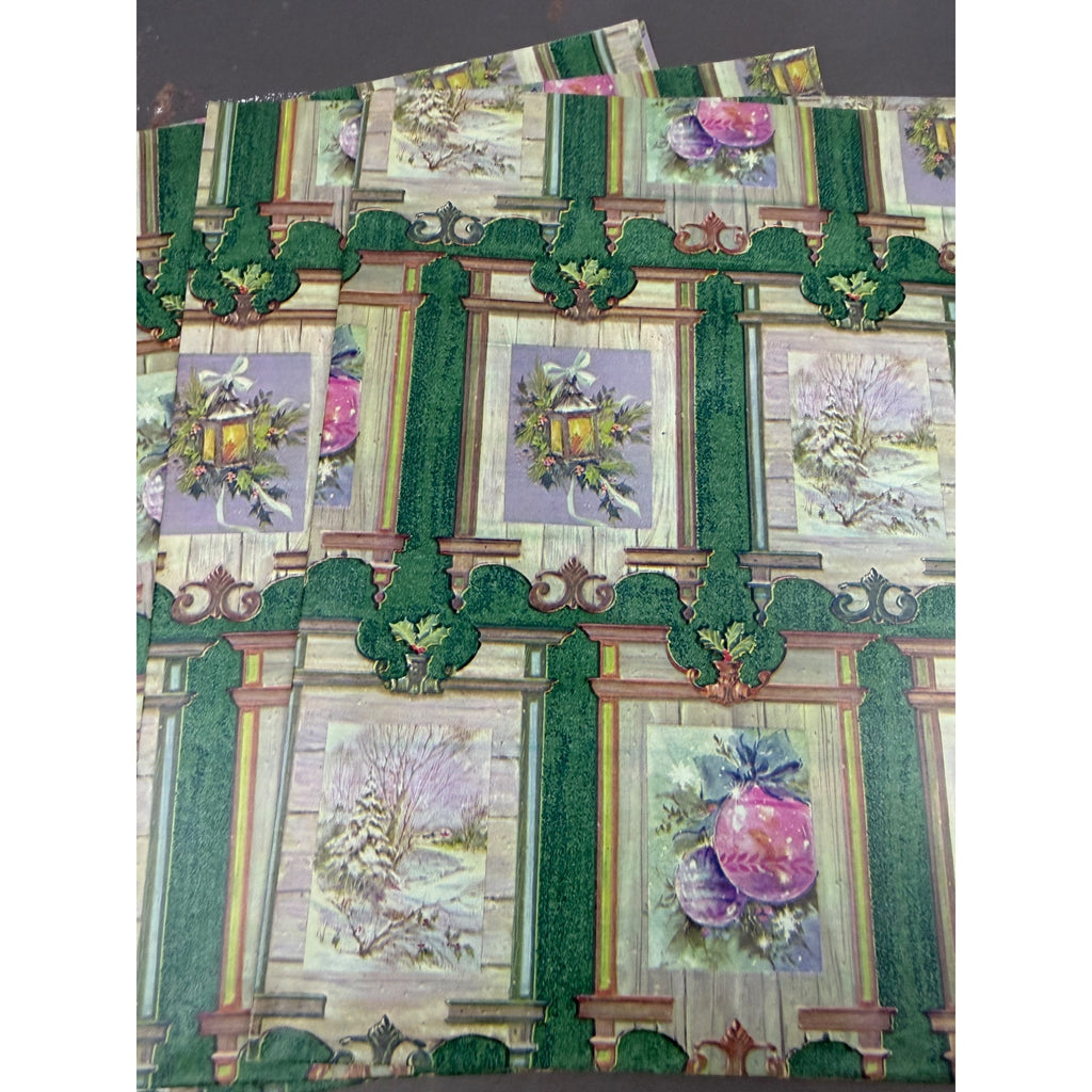 Set of 3 vintage Christmas wrapping paper with 2 different designs