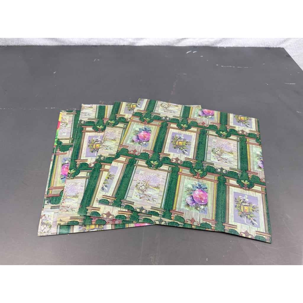 Set of 3 vintage Christmas wrapping paper with 2 different designs