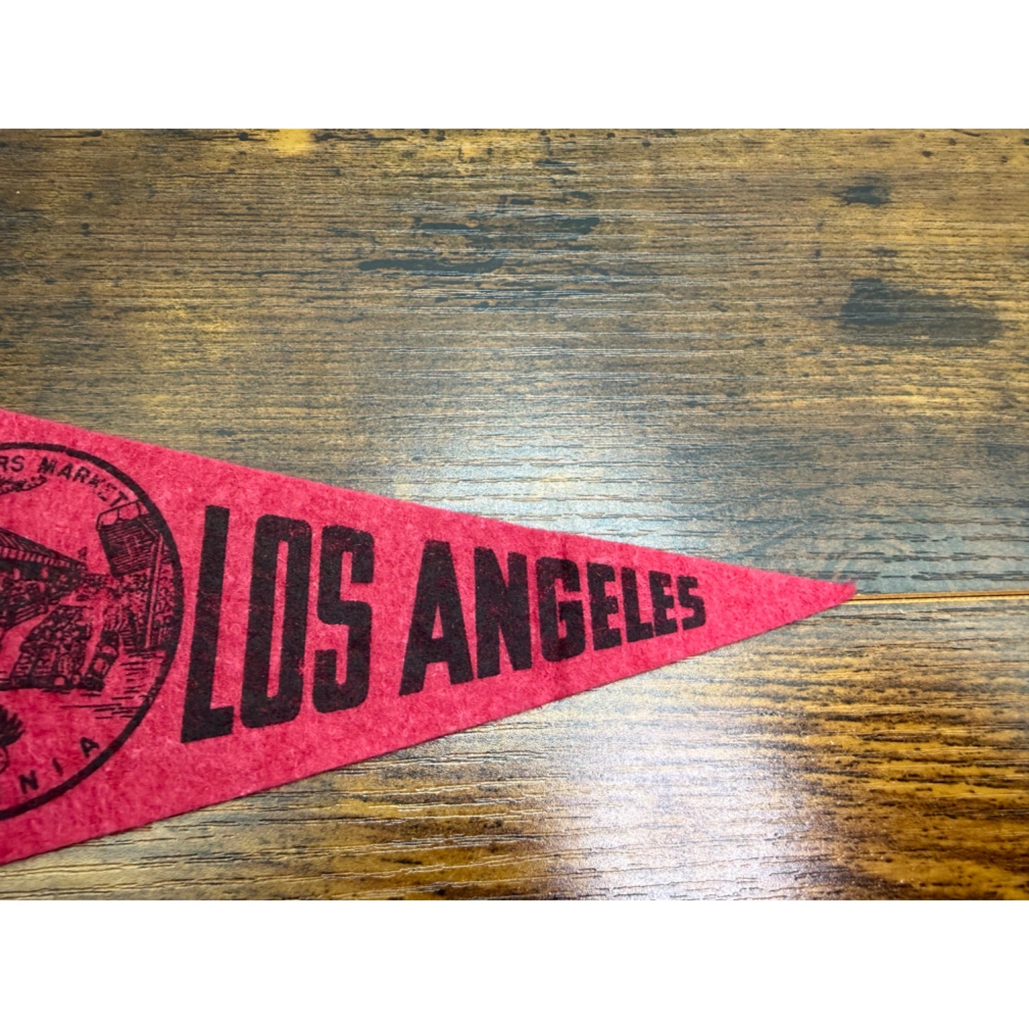 Vintage Los Angeles Farmers Market Felt mini Pennant Souvenir  8 inches