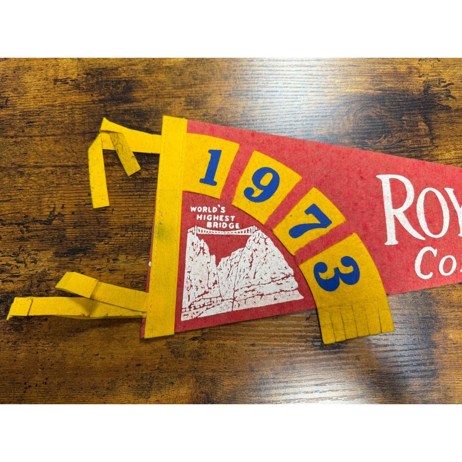 Vintage 1973 Royal Gorge, Colorado pennant