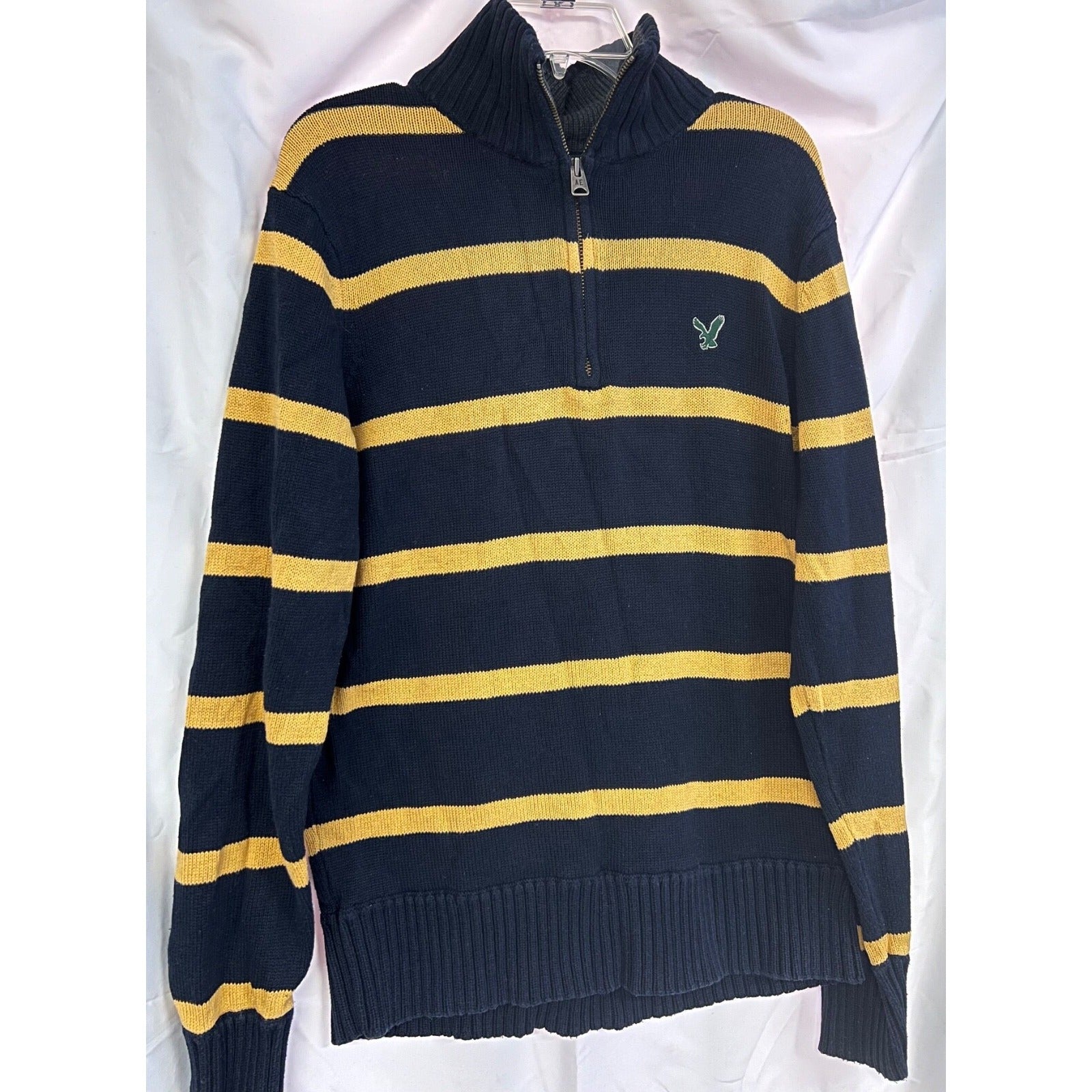 American Eagle knit striped quarter zip sweater size XL