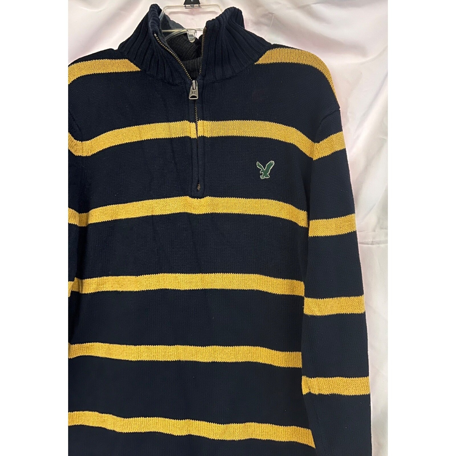 American Eagle knit striped quarter zip sweater size XL