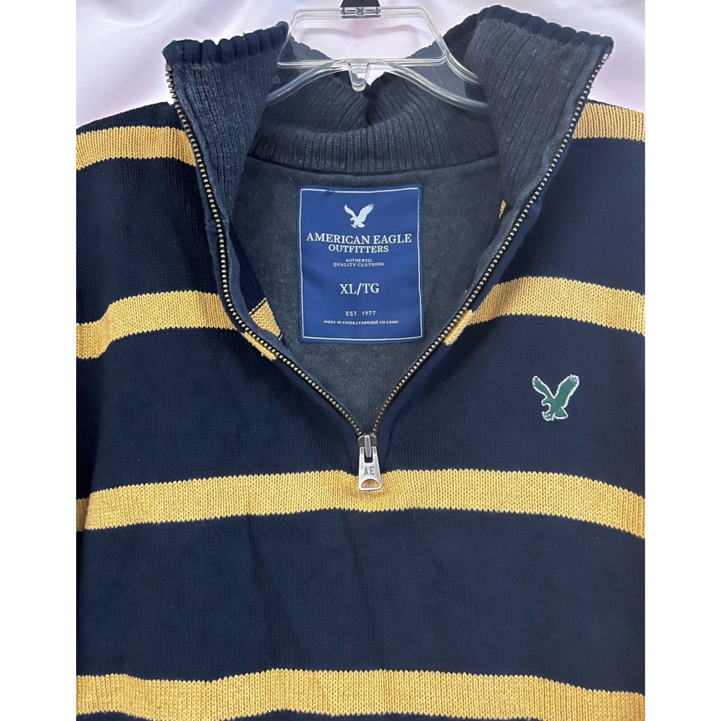 American Eagle knit striped quarter zip sweater size XL