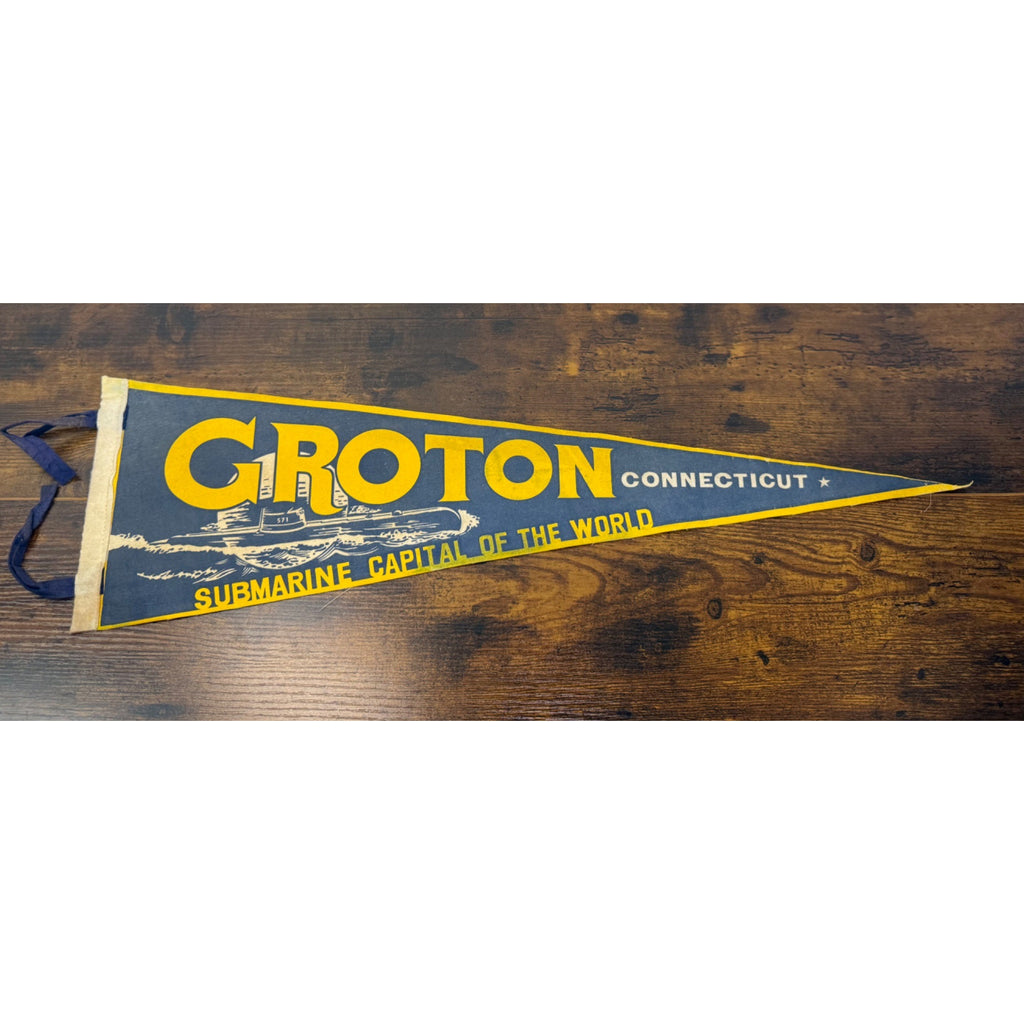 Vintage Groton Connecticut Felt Pennant Submarine Capital Of The World