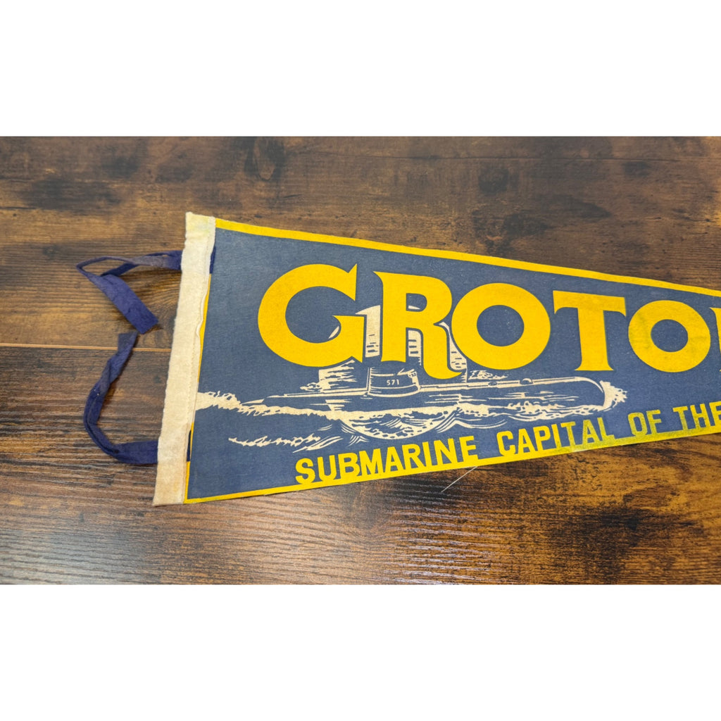 Vintage Groton Connecticut Felt Pennant Submarine Capital Of The World