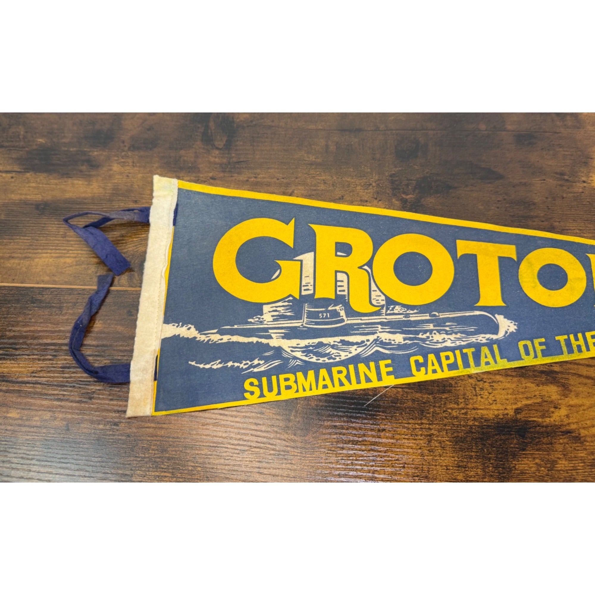 Vintage Groton Connecticut Felt Pennant Submarine Capital Of The World