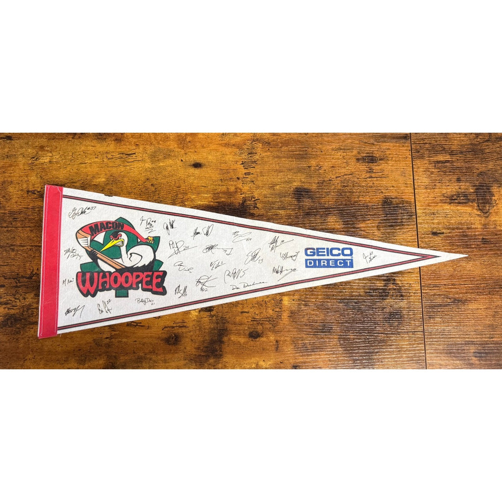 Vintage Macon Whoopee hockey pennant signatures