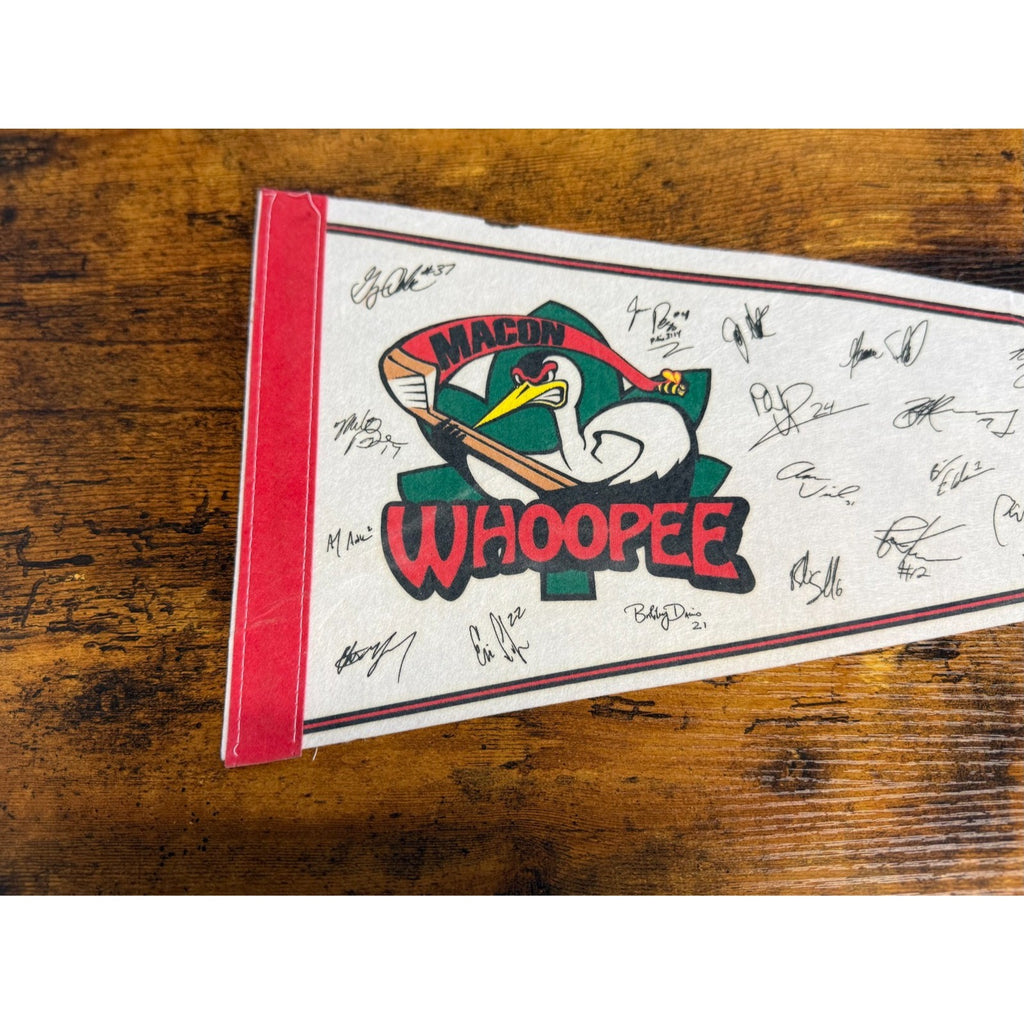Vintage Macon Whoopee hockey pennant signatures