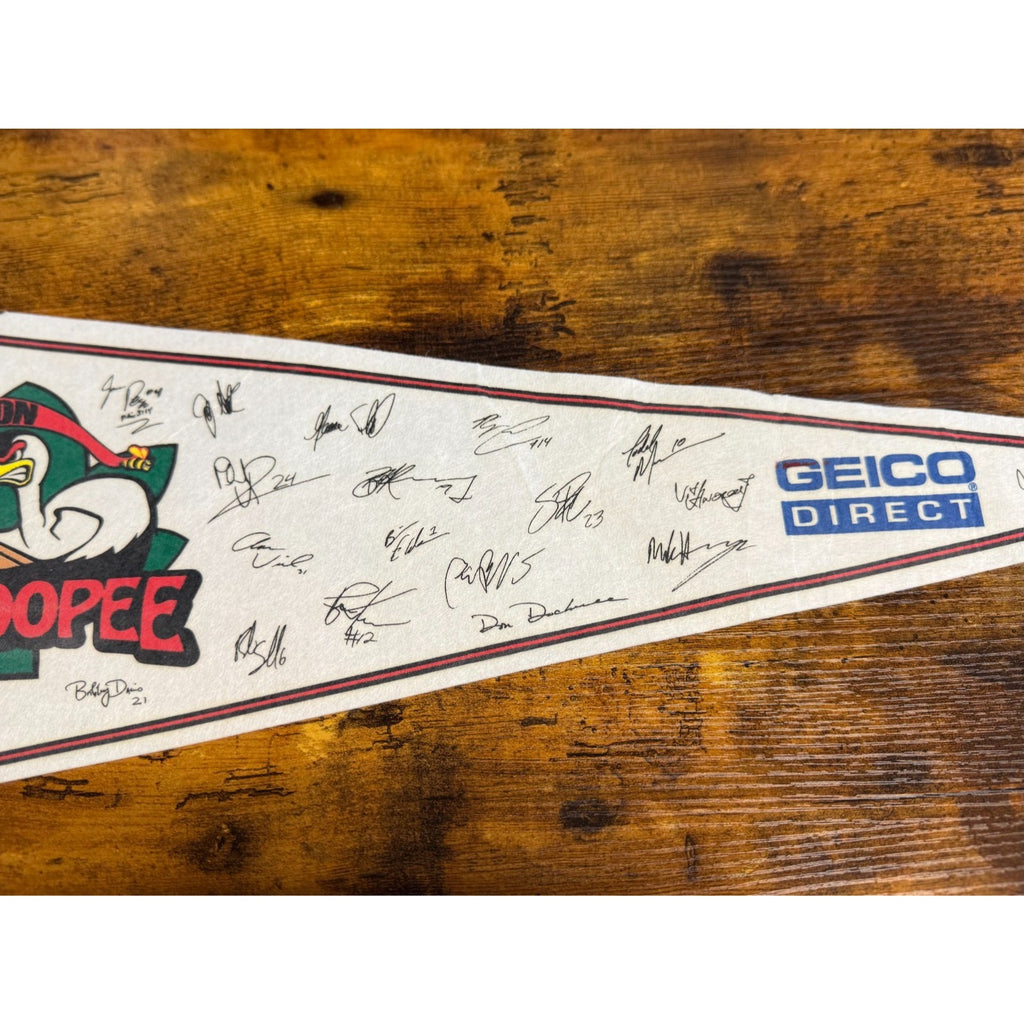Vintage Macon Whoopee hockey pennant signatures