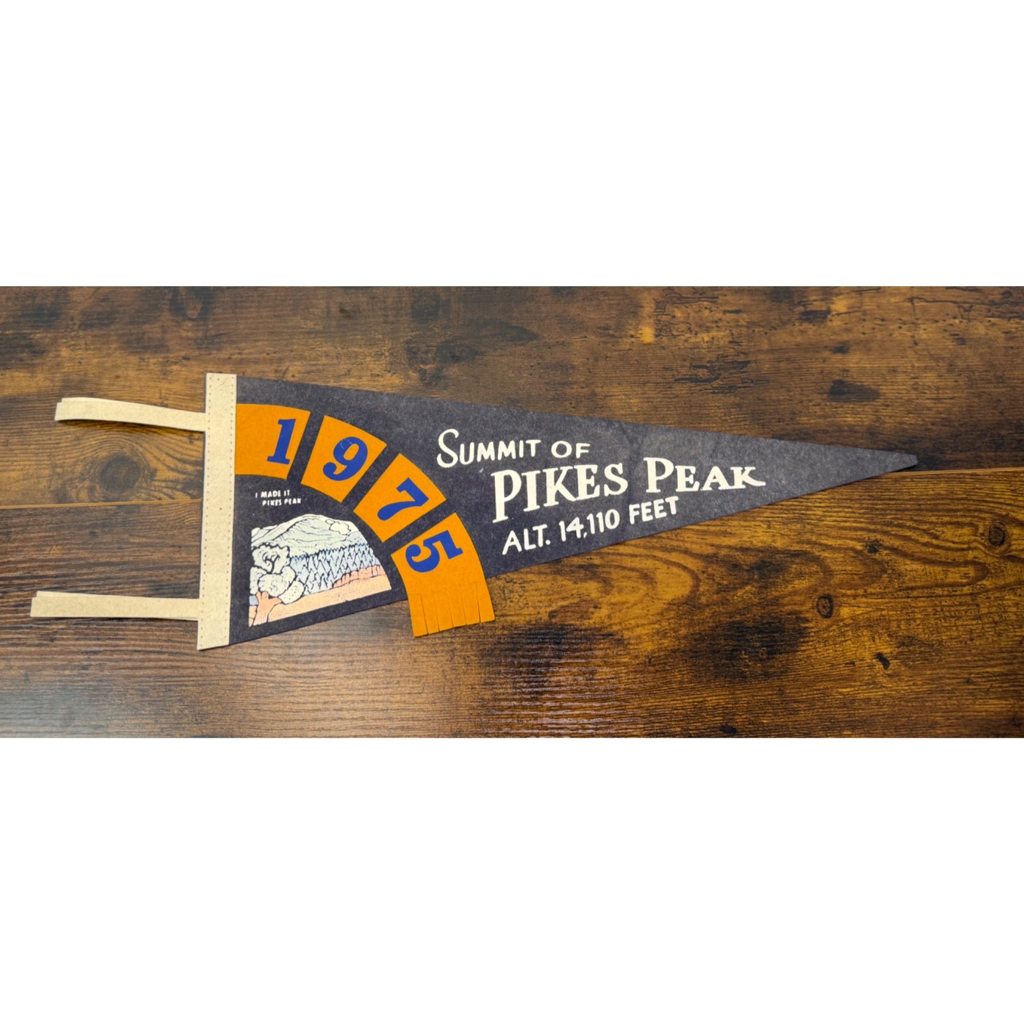 Vintage 1975 Pikes Peak Summit Felt Pennant Altitude 14110 Feet