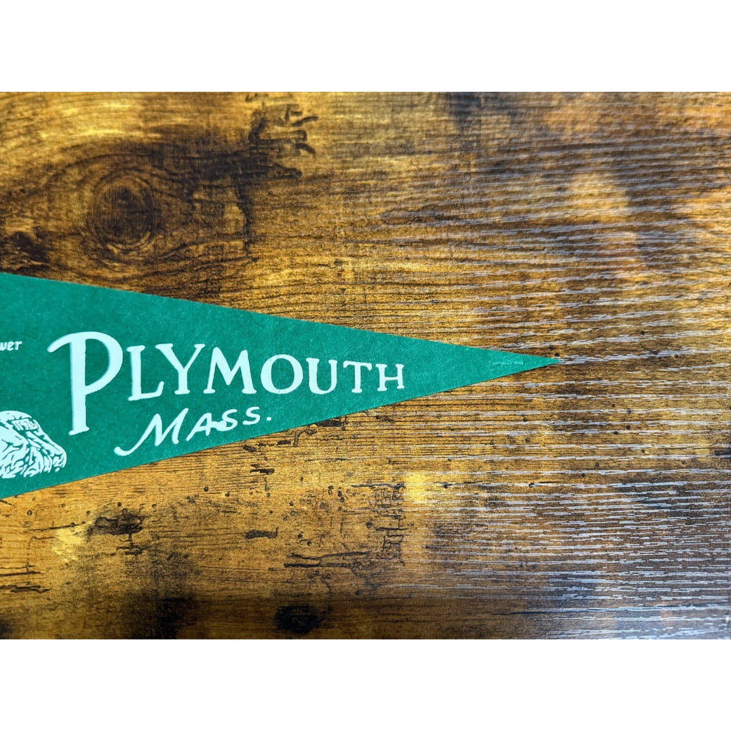 Vintage Plymouth, Mass pennant The Mayflower and Plymouth Rock