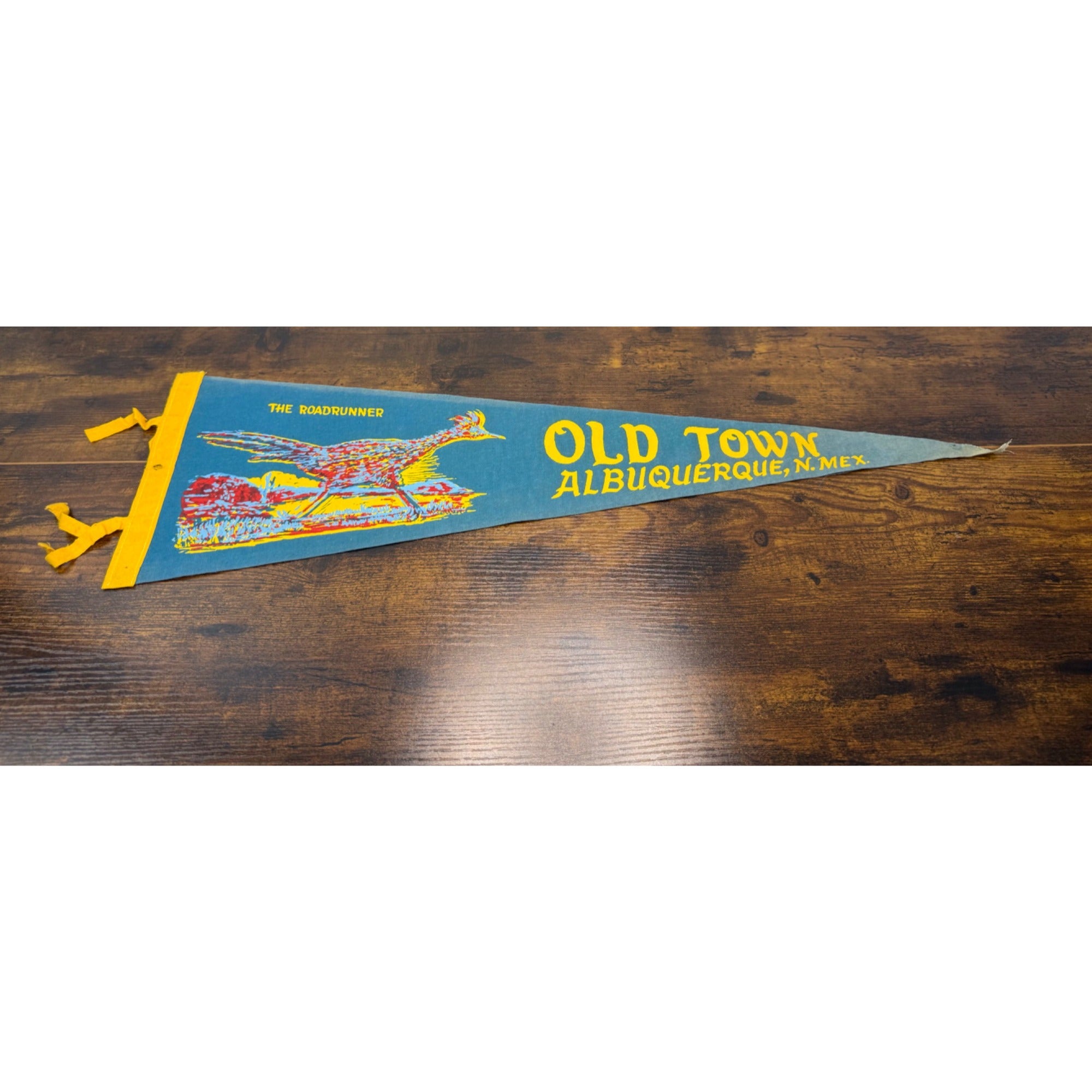Vintage Old Town Albuquerque N.M. Pennant With Roadrunner Design