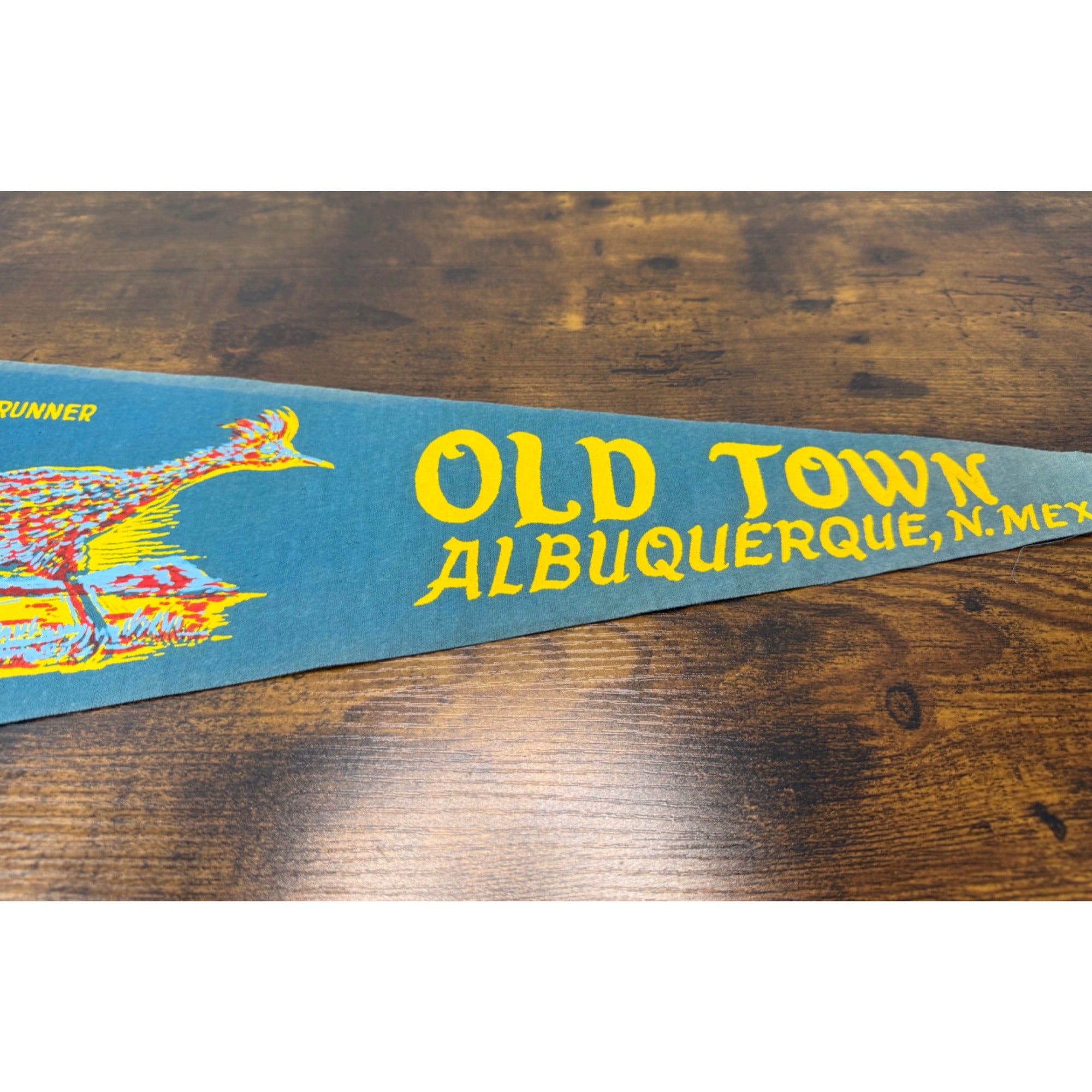 Vintage Old Town Albuquerque N.M. Pennant With Roadrunner Design