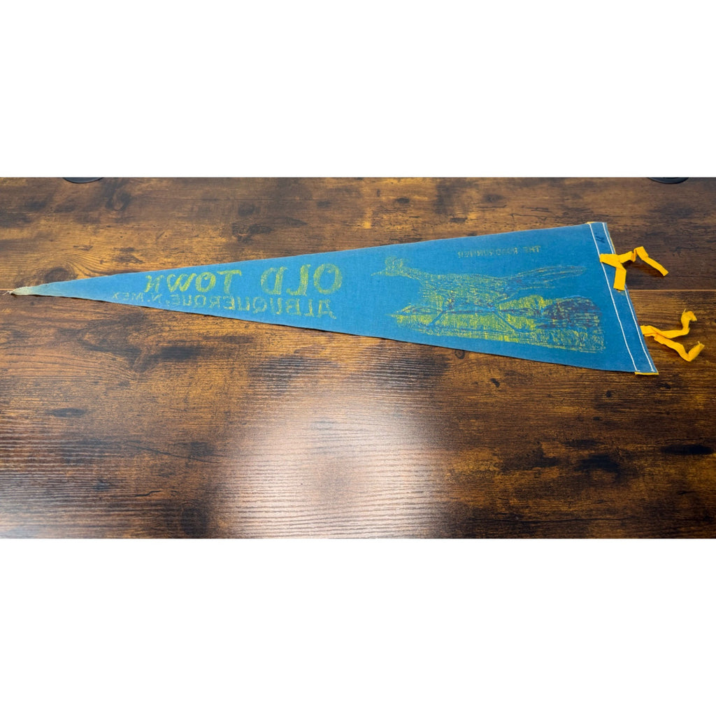 Vintage Old Town Albuquerque N.M. Pennant With Roadrunner Design