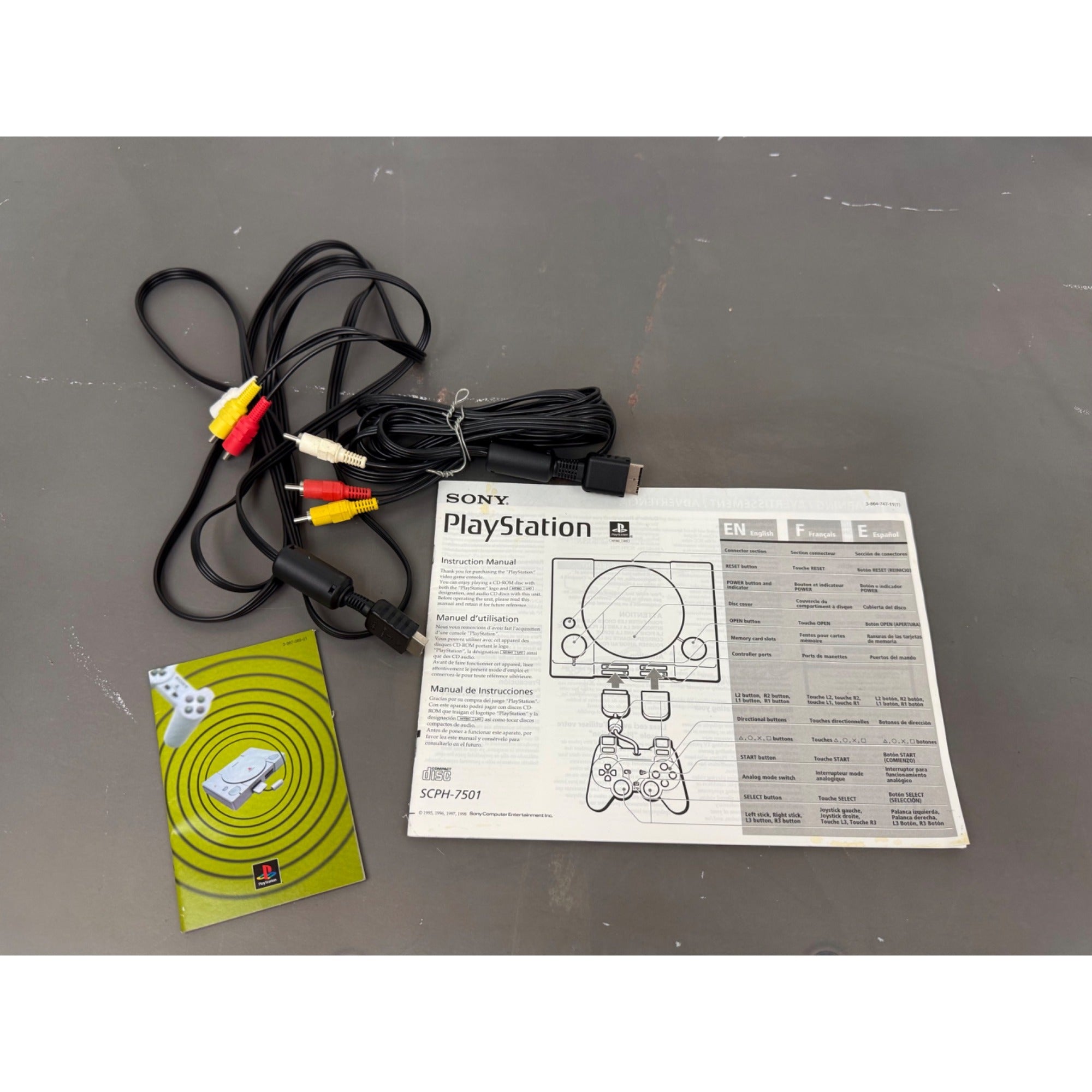 Sony PlayStation AV Cables & SCPH-7501 Instruction Manuals Bundle