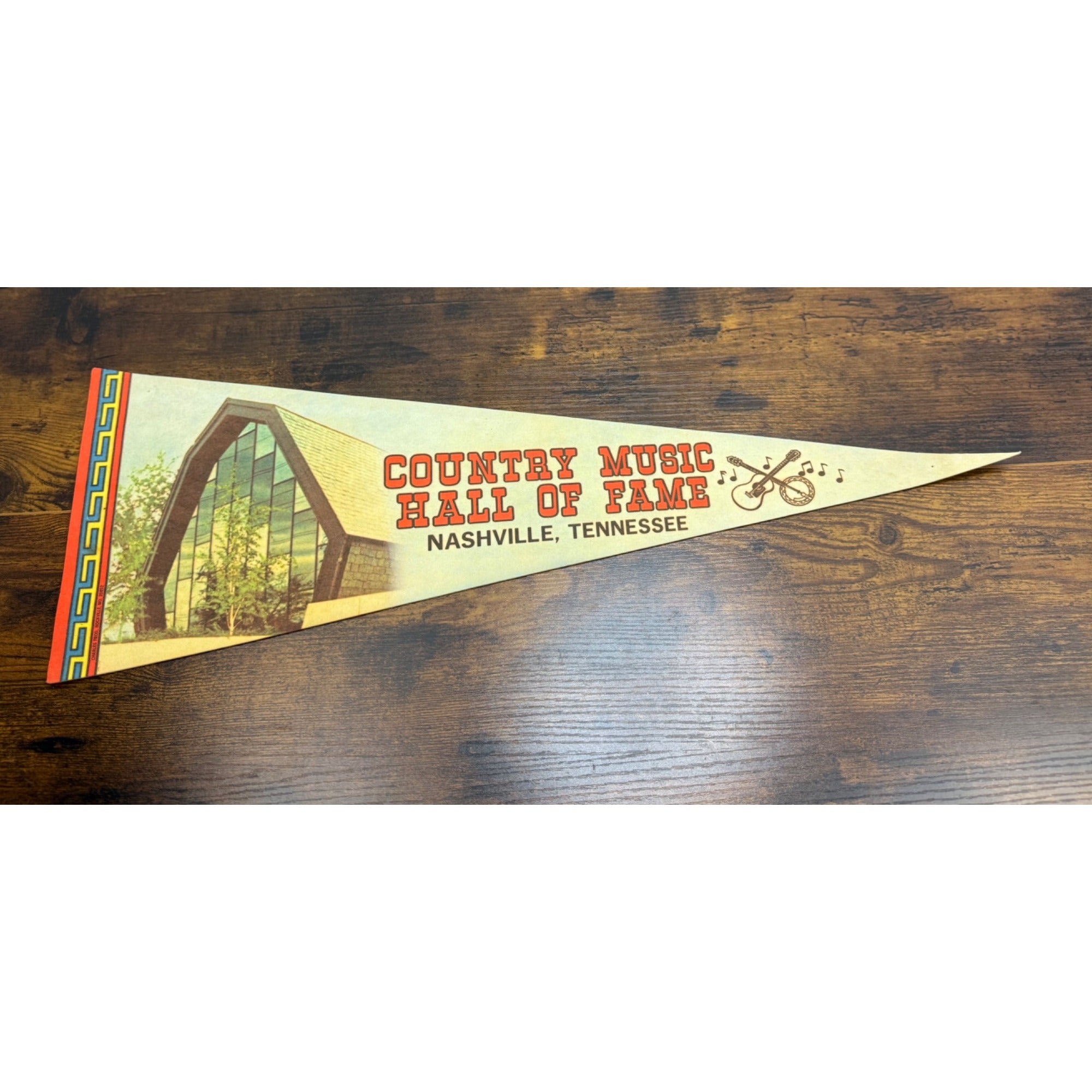 Vintage Country Music Hall Of Fame Nashville Tennessee Pennant Decor 23 inches