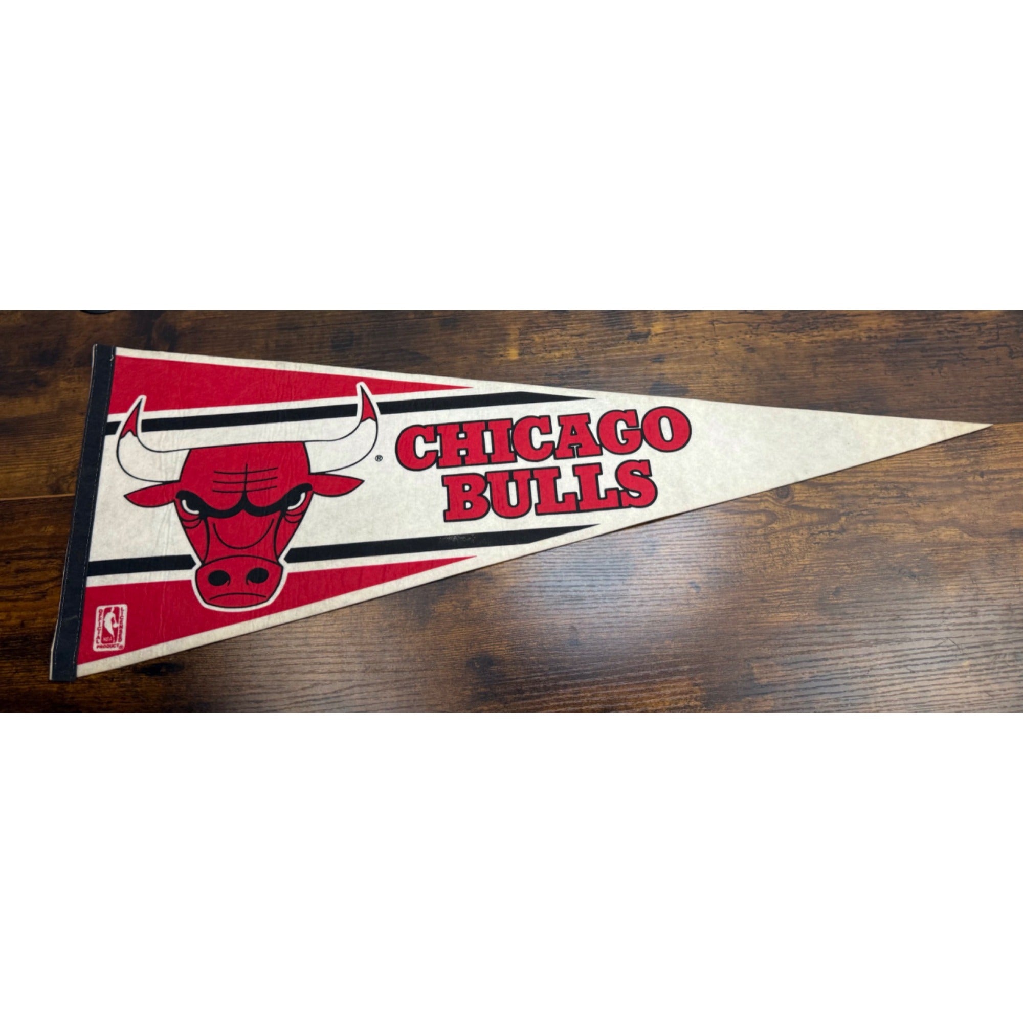 Vintage Chicago Bulls NBA Licensed Felt Pennant Classic Bull Logo 30 inches